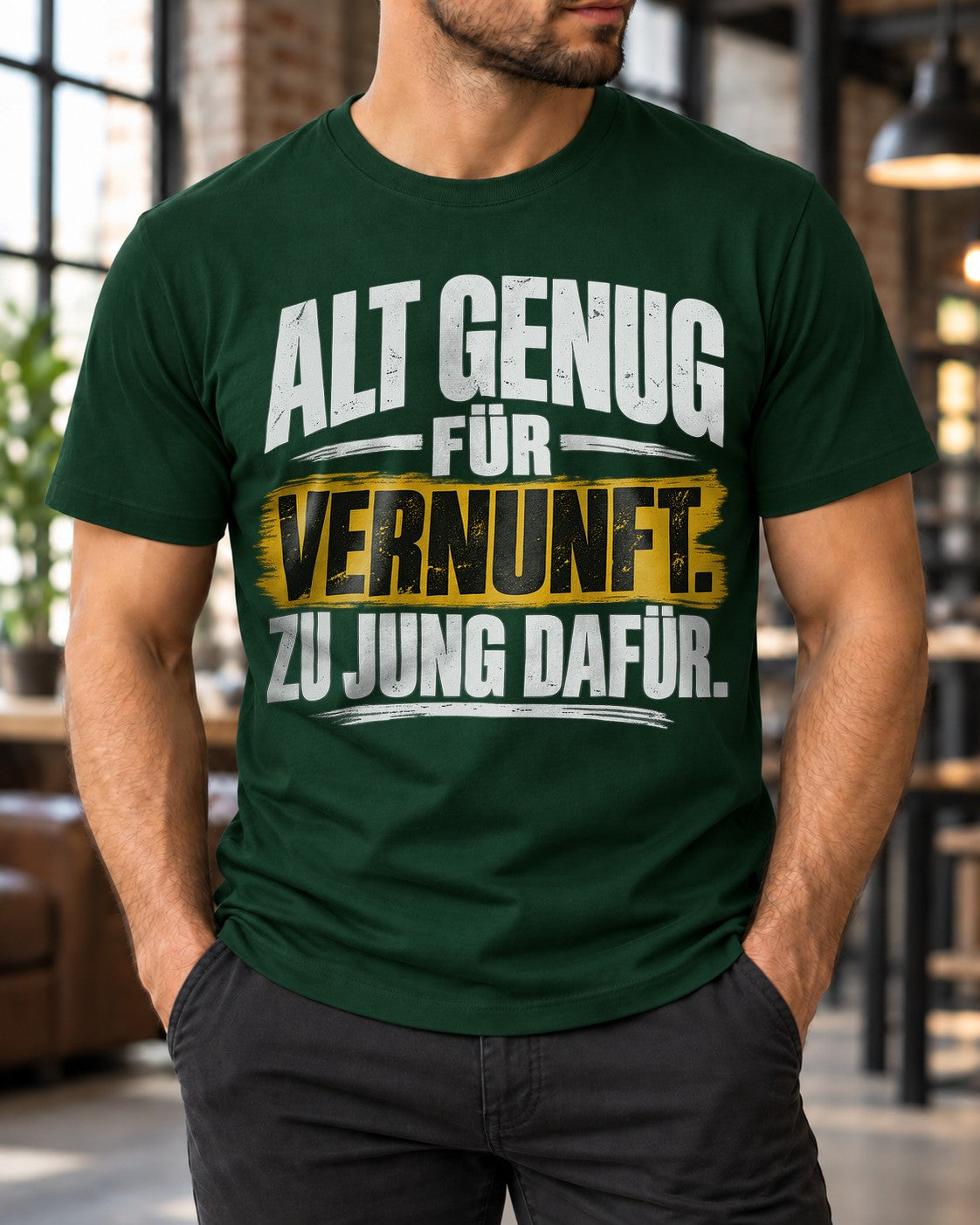 Alt genug für Vernunft zu jung dafür T-Shirt Herren Lustiger Spruch Shirt Geburtstag Geschenk für Männer