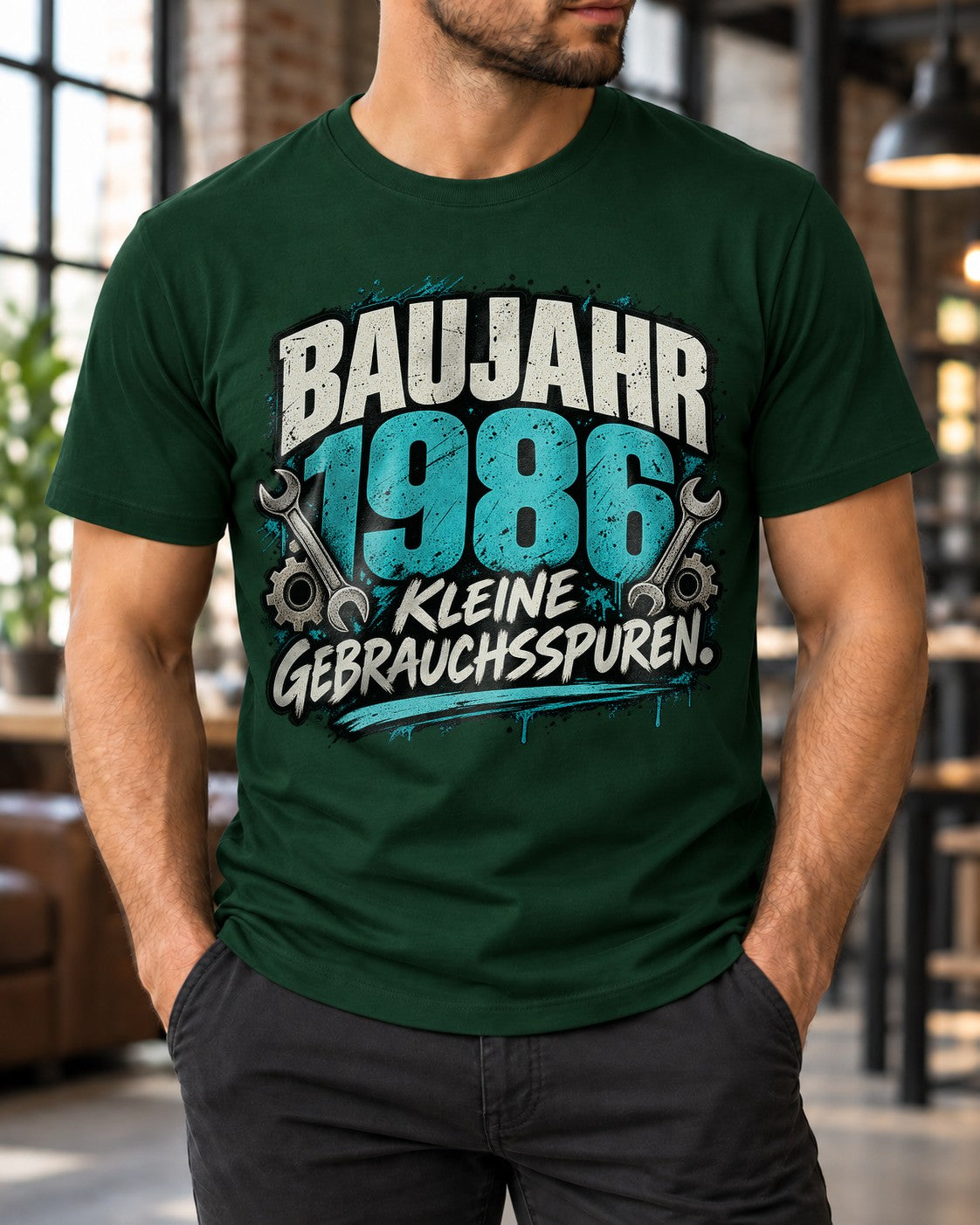 Año de fabricación 1986 Camiseta divertida para hombre, Camiseta con pequeñas marcas de uso, Regalo de 39.º cumpleaños para hombre, Camiseta vintage de mecánico
