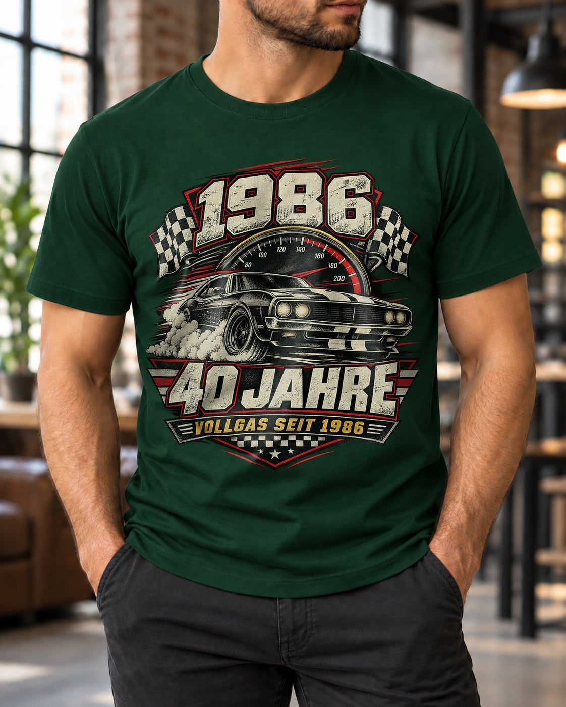 1986 40 Jahre Vollgas seit 1986 T-Shirt Herren, Auto Geburtstag 40, Geschenk zum 40. Geburtstag Motorsport Shirt