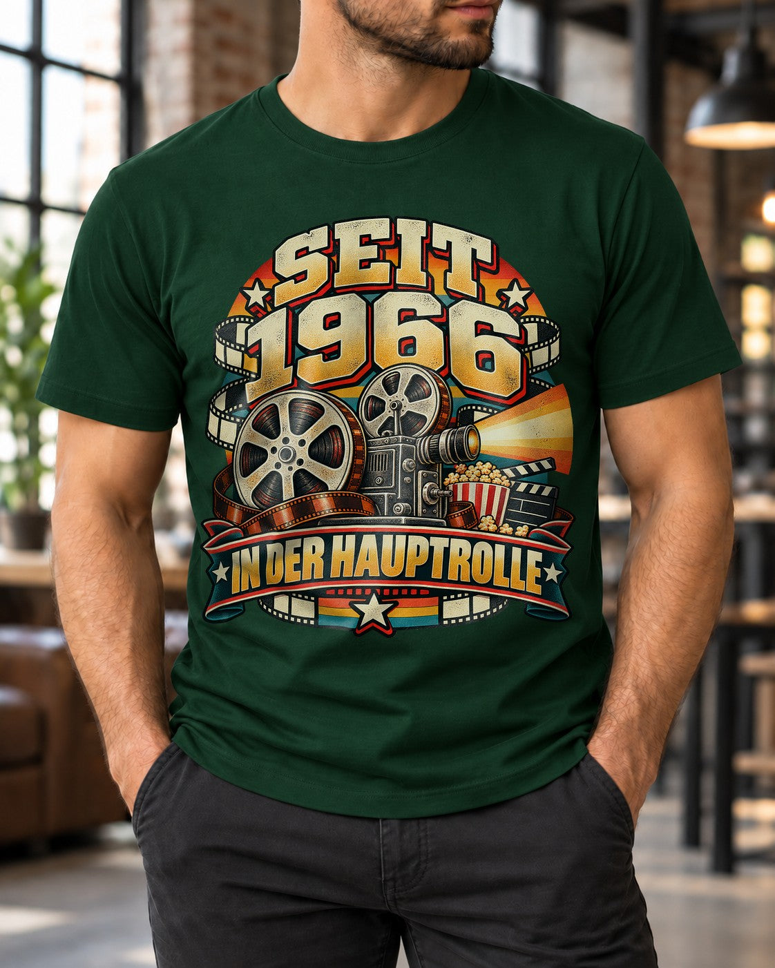 SeiT 1966 in der Hauptrolle T-Shirt Herren, 59. Geburtstag Geschenk, Retro Kino Film Fan Shirt, Jahrgang 1966