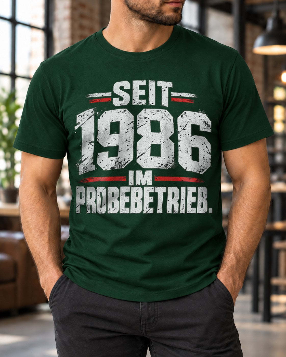 Seit 1986 im Probebetrieb T-Shirt Herren lustig, Jahrgang 1986 Geschenk Geburtstag Vintage Spruch Shirt