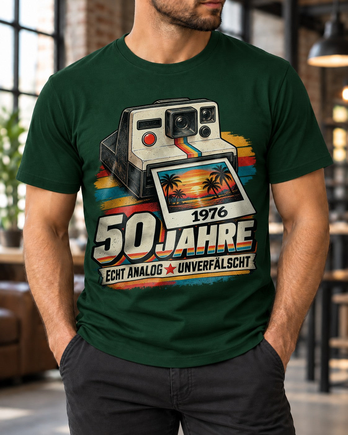 50 Jahre Echt Analog Unverfälscht T-Shirt 1976 Vintage Geburtstag Retro Kamera Geschenk für Männer Damen