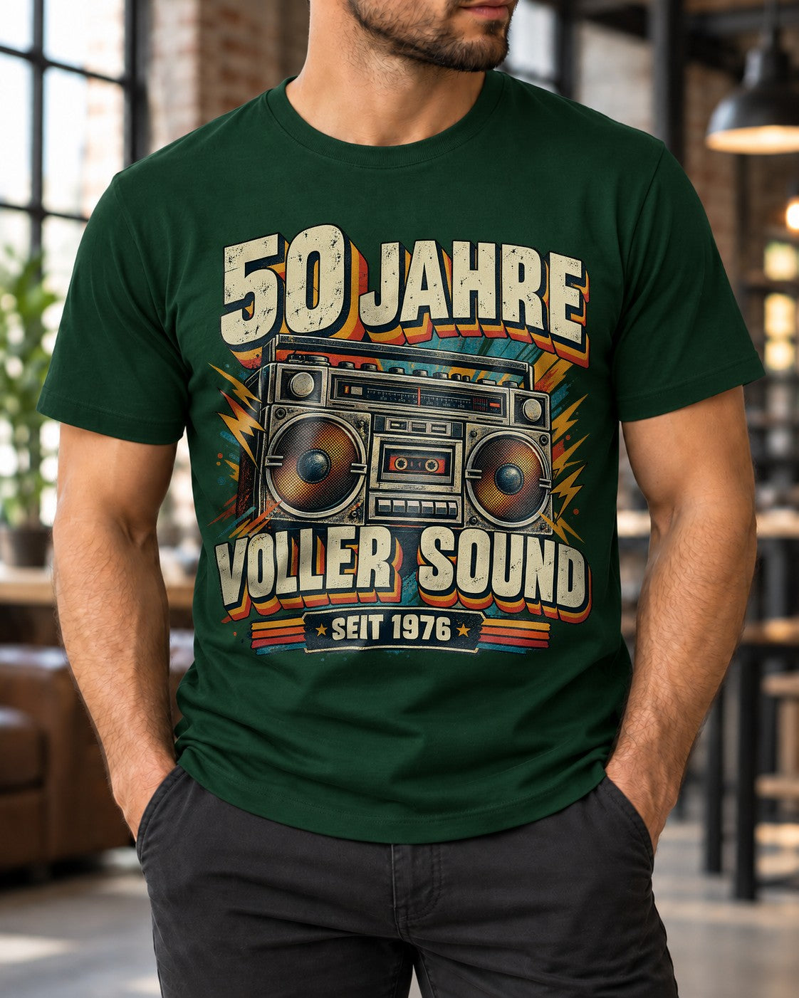 50 Jahre voller Sound T-Shirt 1976 Vintage Boombox Geburtstag Shirt Retro Geschenk zum 50. Geburtstag Herren
