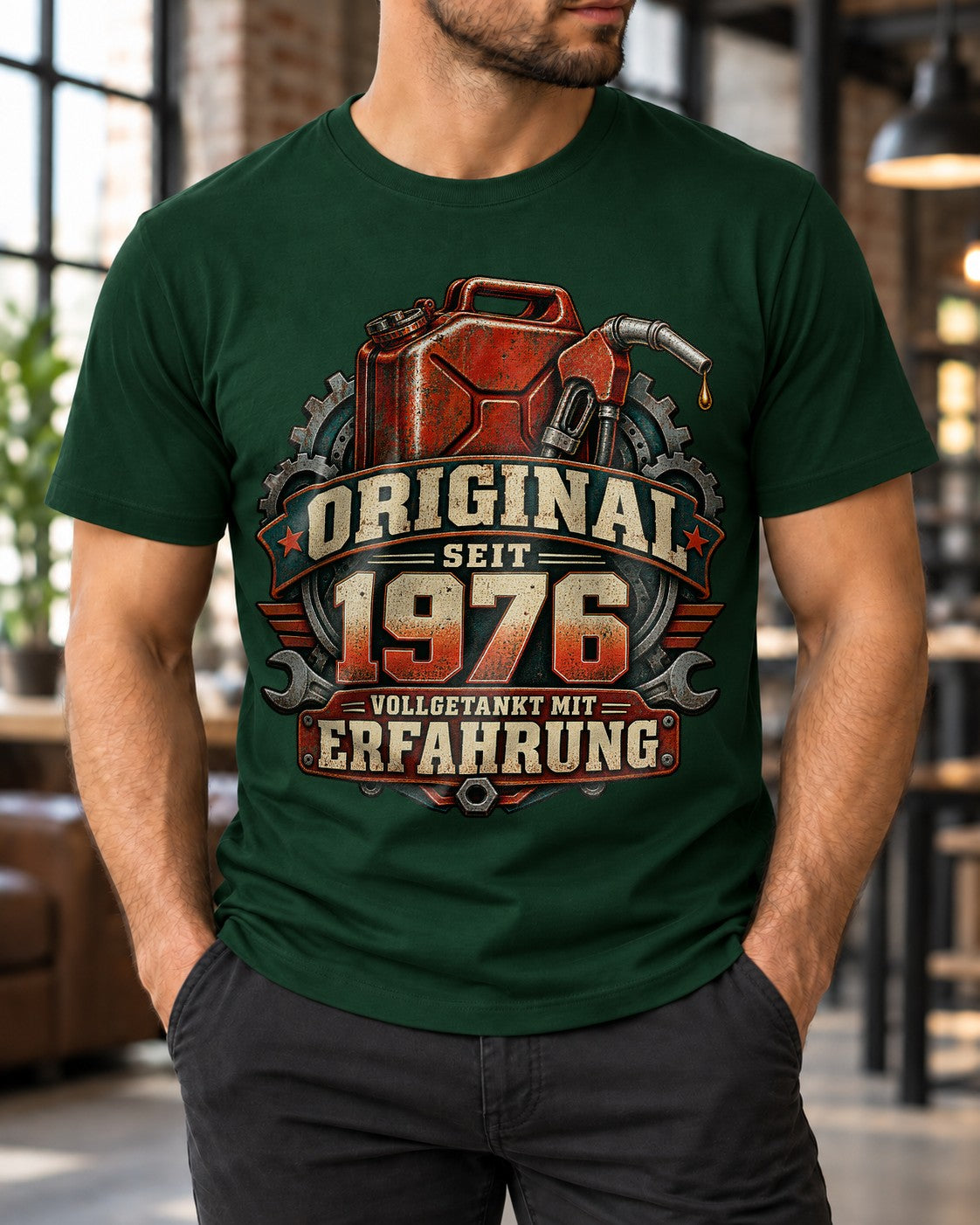 Original seit 1976 vollgetankt mit Erfahrung T-Shirt, lustiges Geburtstagsshirt Vintage Werkstatt Geschenk