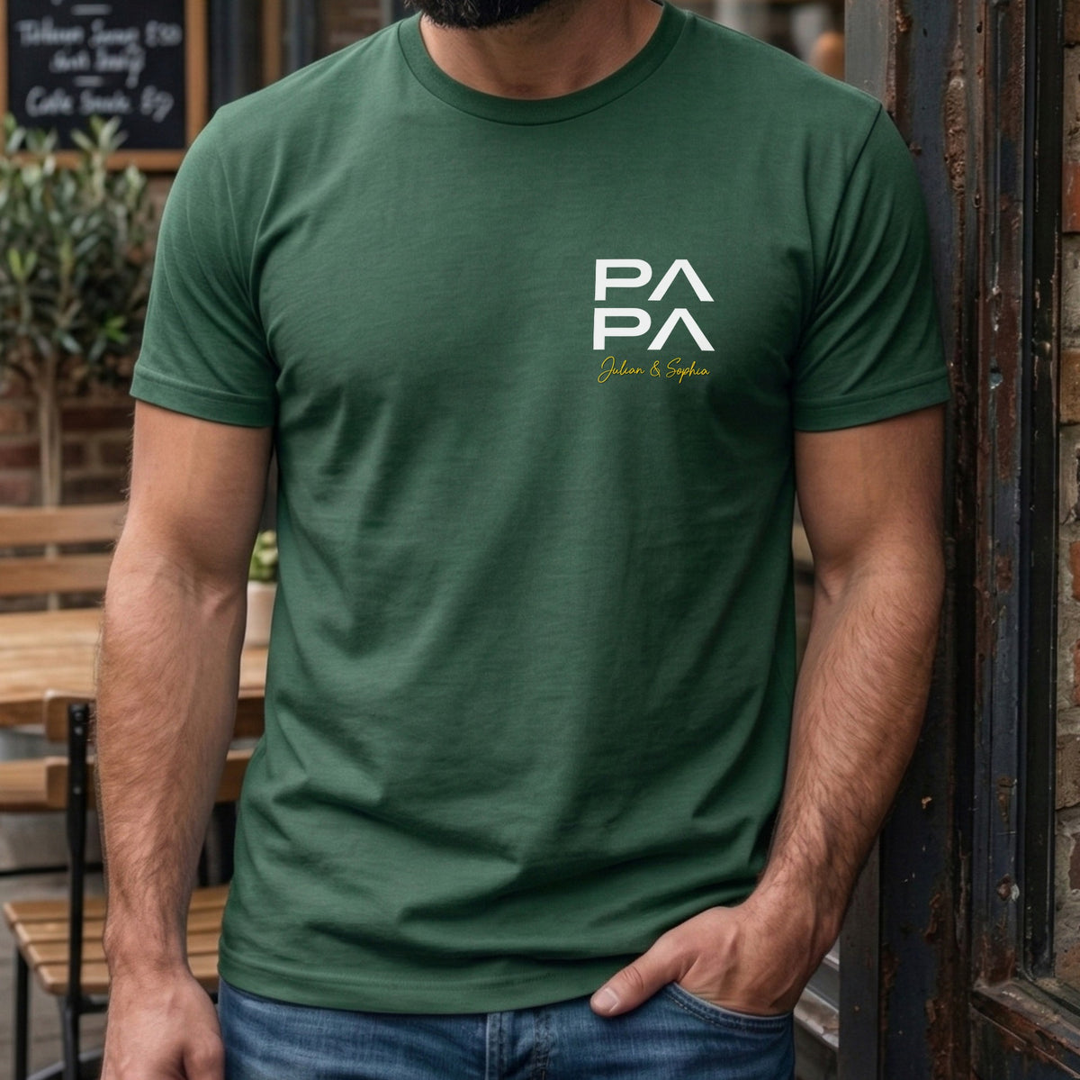 Personalisiertes „PAPA“ T-Shirt mit Kindernamen – Modernes Design & Hochwertige Baumwolle – Das perfekte Geschenk für Vä