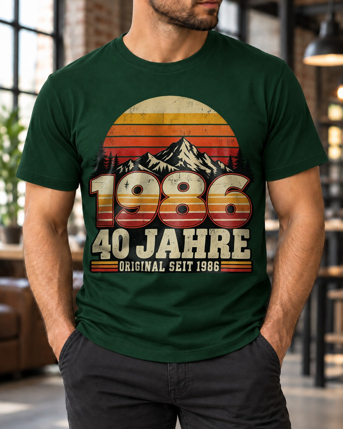 1986 40 Jahre Original Seit 1986 T-Shirt Herren Vintage Geburtstag Geschenk 40er Jubiläum Retro Bergmotiv
