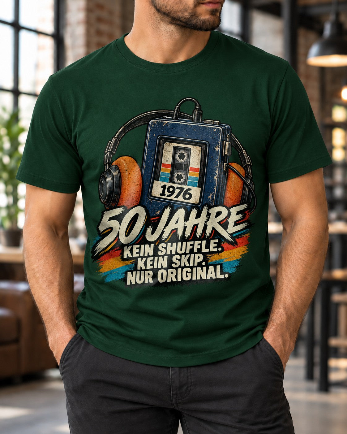 50 Jahre 1976 T-Shirt Herren Vintage Kassette Geburtstag Geschenk Kein Shuffle Kein Skip Nur Original