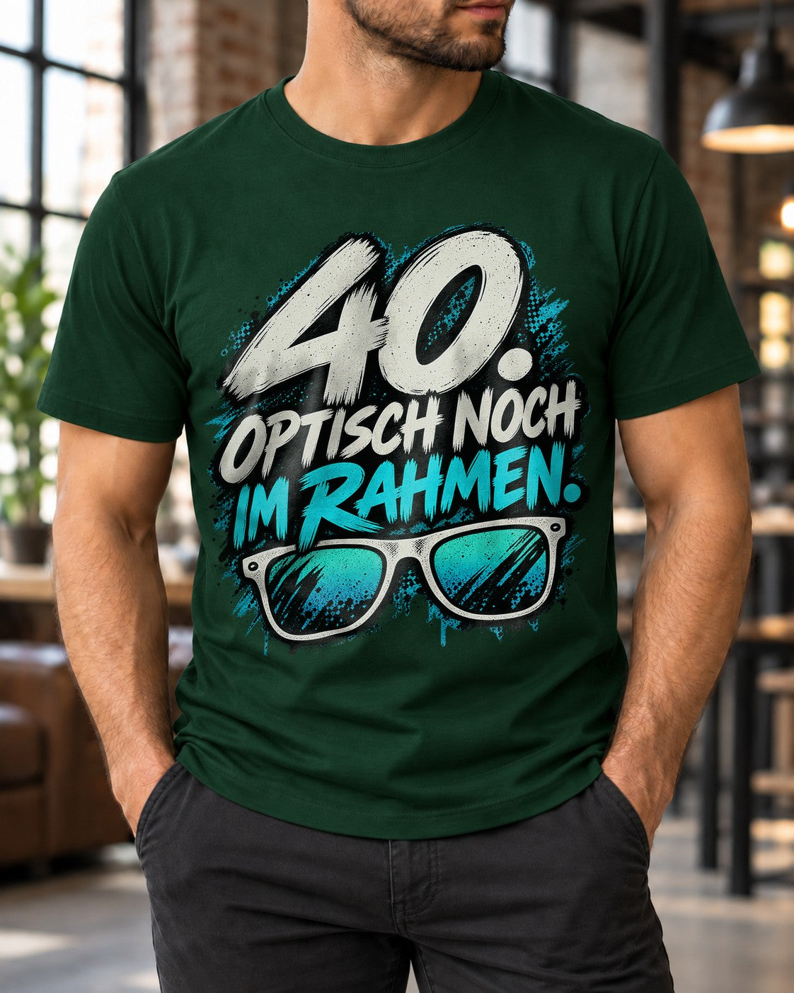 40. Aún guapo dentro de lo normal Camiseta divertida para hombre, Camiseta de 40 cumpleaños, Camiseta con gafas y frase, Regalo para el cuadragésimo cumpleaños
