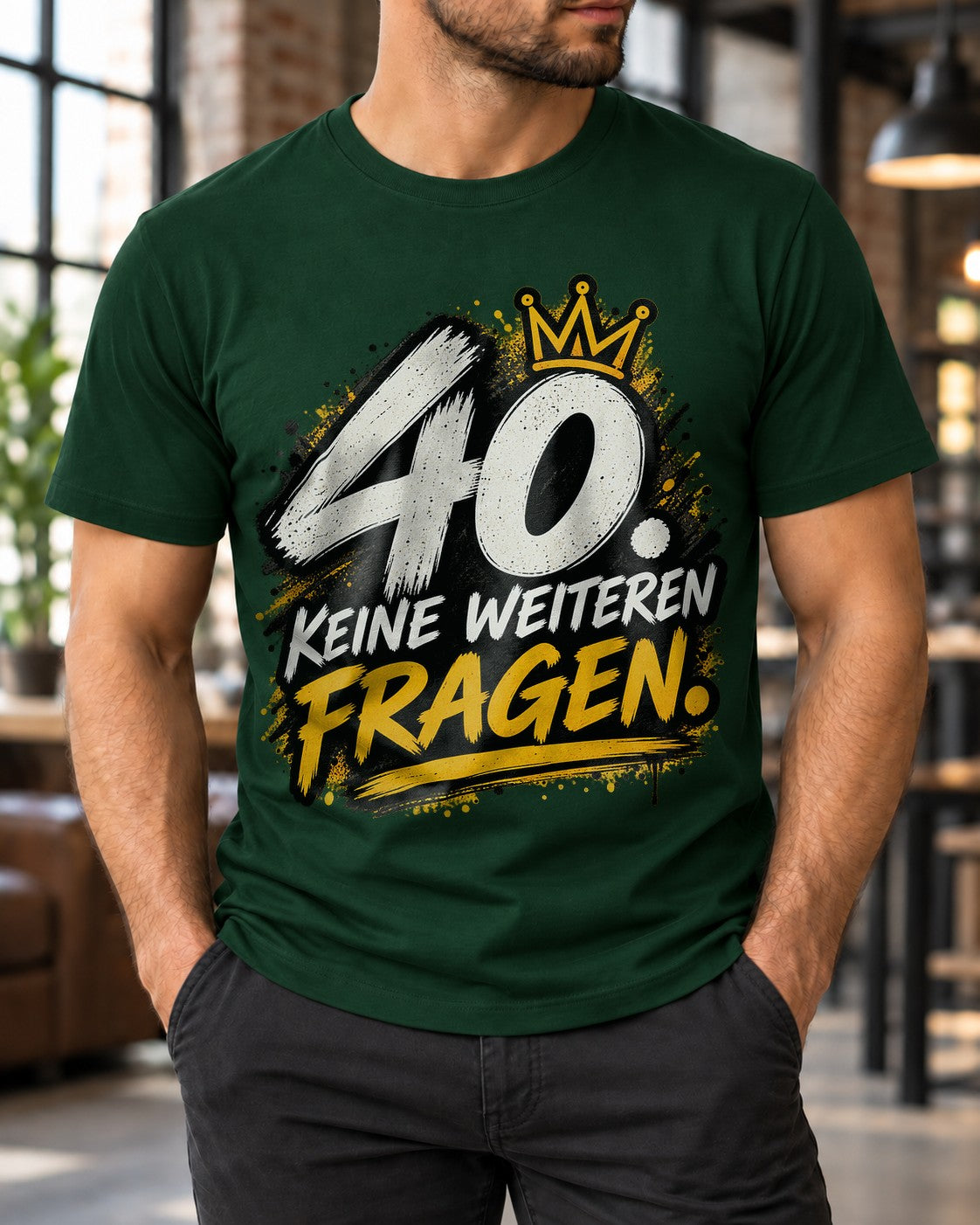40. Sin más preguntas Camiseta de hombre, Camiseta divertida de 40 cumpleaños, Regalo para el cuadragésimo, Camiseta con mensaje Negra