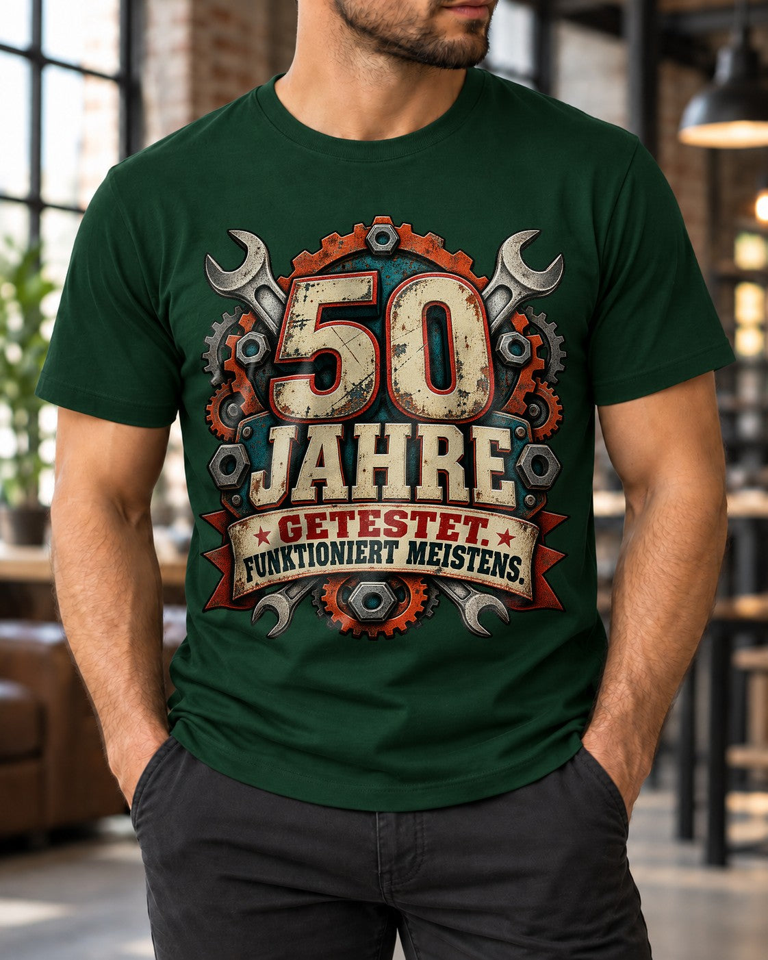 50 Jahre getestet funktioniert meistens T-Shirt, lustiges 50 Geburtstag Shirt, Schrauber Werkstatt Geschenk Mann