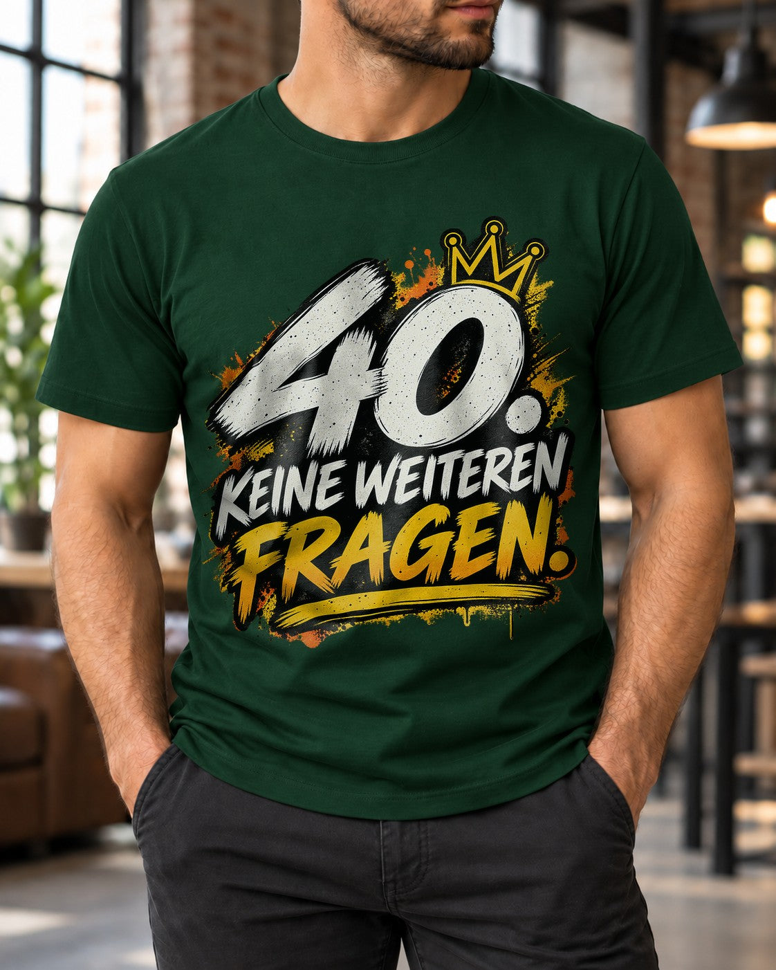 Camiseta divertida de 40.º cumpleaños para hombre, camiseta de «40, no hagas más preguntas», regalo de cumpleaños para hombre, camiseta divertida con mensaje