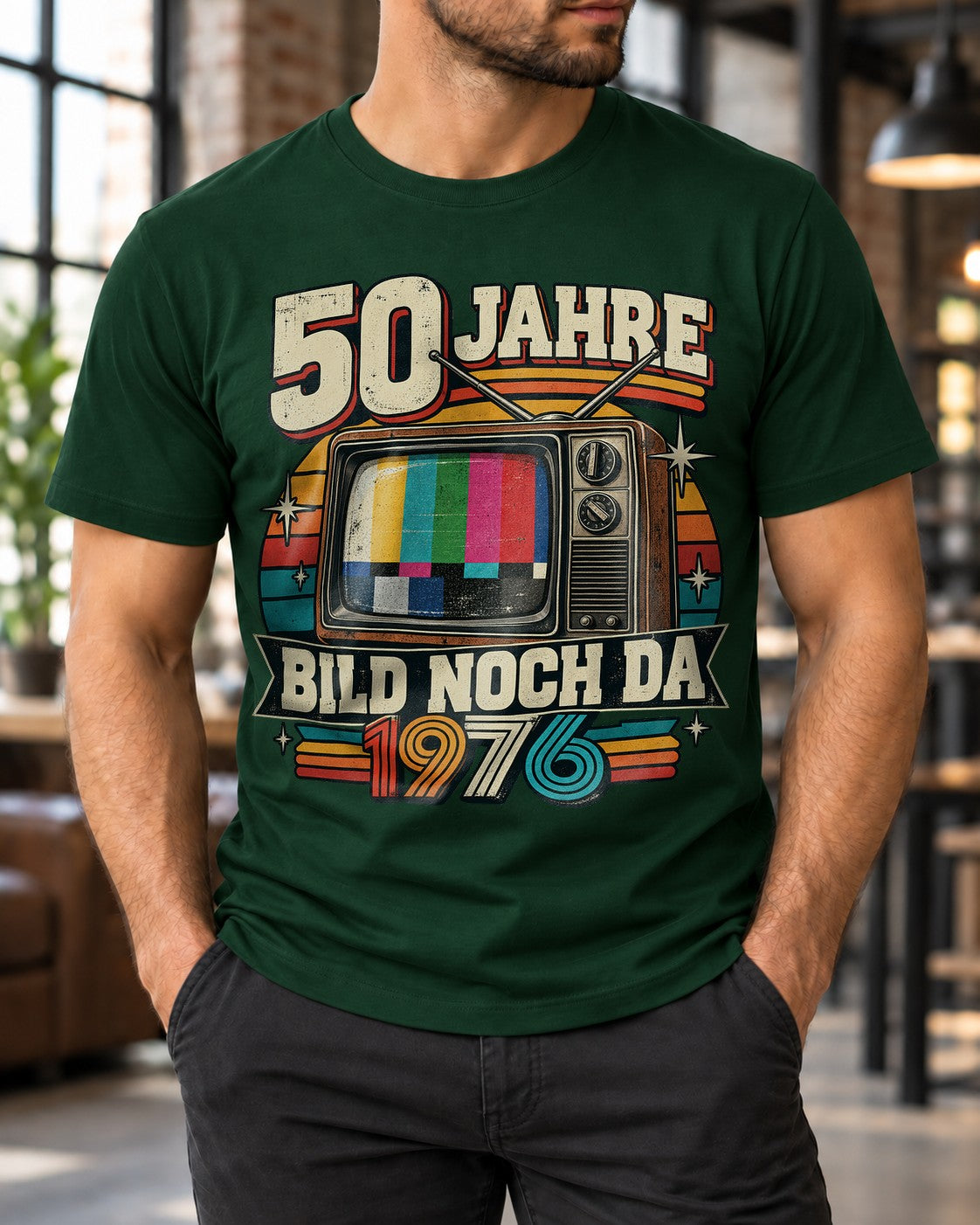 50 Jahre Bild noch da 1976 T-Shirt Herren Retro Geburtstag Vintage TV Shirt lustig 50. Geburtstag Geschenk