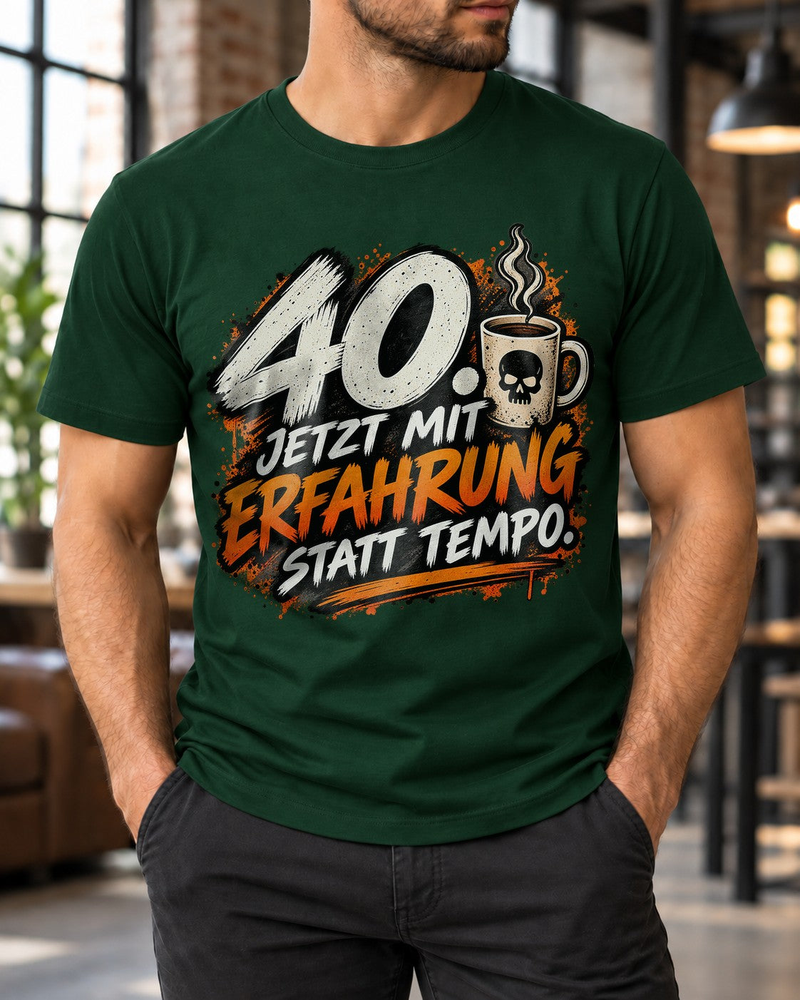 40. Jetzt mit Erfahrung statt Tempo T-Shirt Herren, lustiges 40 Geburtstag Shirt, Geschenk zum Vierzigsten