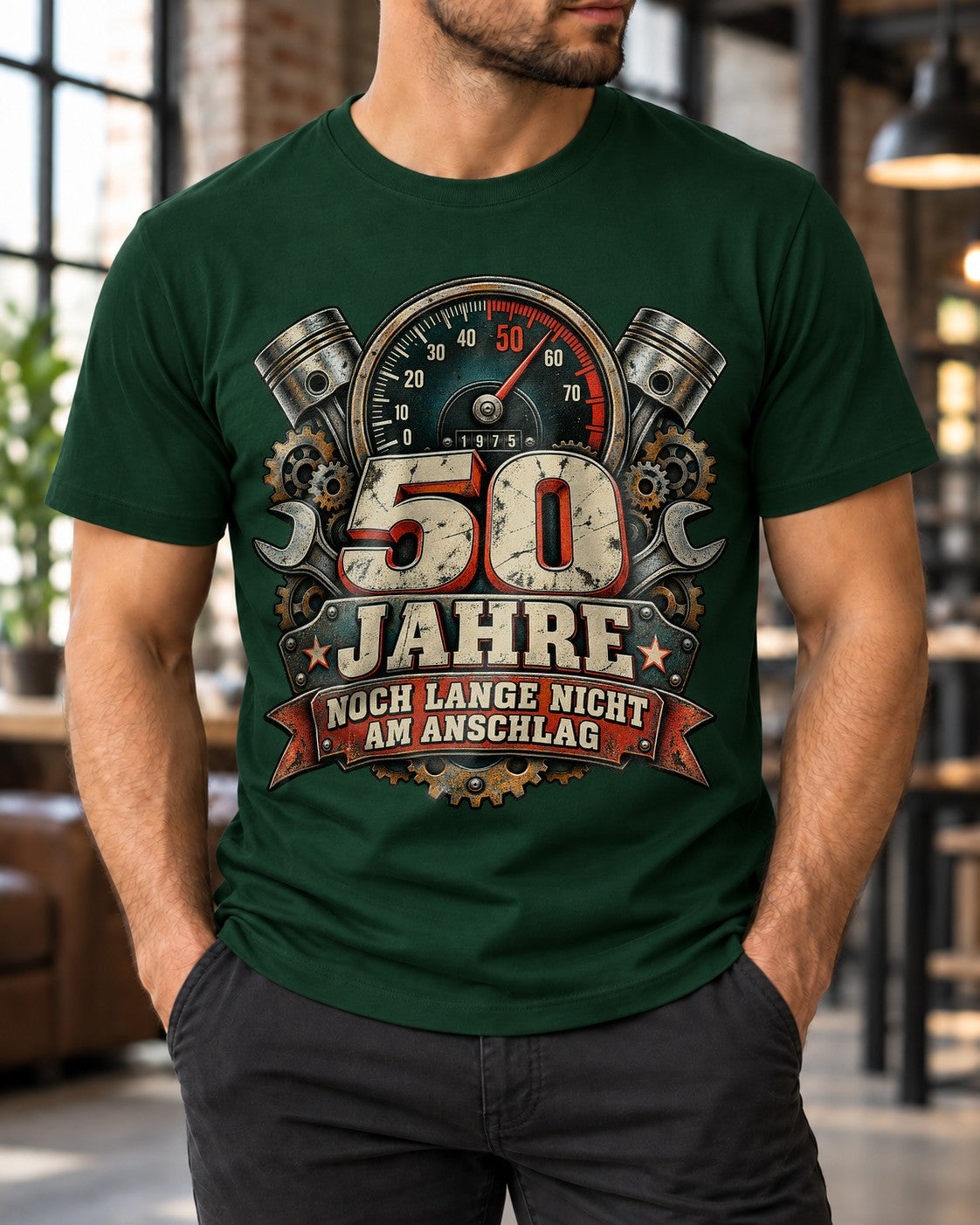 50 Jahre Noch Lange Nicht Am Anschlag T-Shirt, Lustiges 50. Geburtstag Männer Geschenk, Schrauber Auto Mechaniker Shirt
