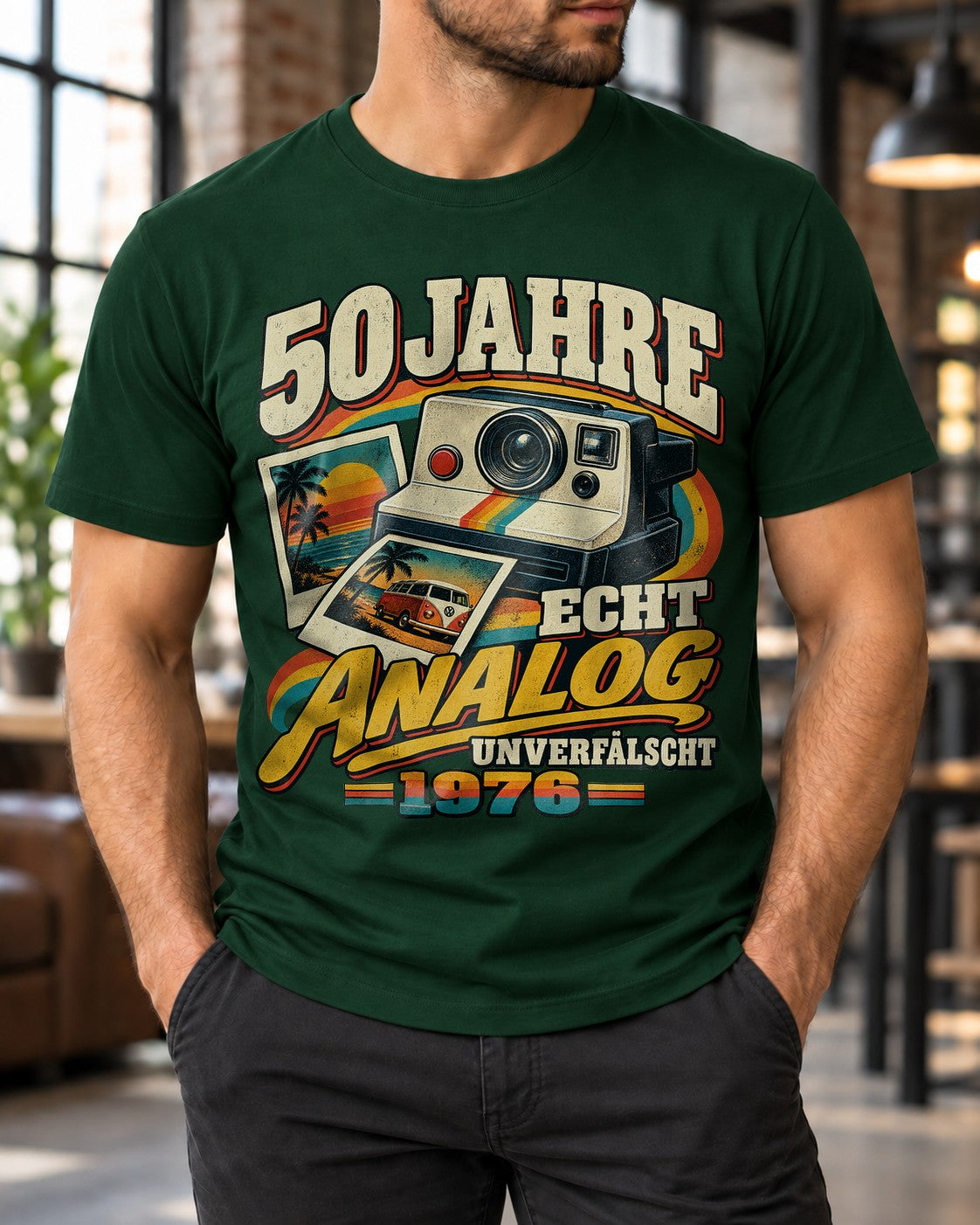 50 Jahre Echt Analog 1976 T-Shirt Herren Vintage Geburtstag Retro Kamera Polaroid Geschenk zum 50. Geburtstag