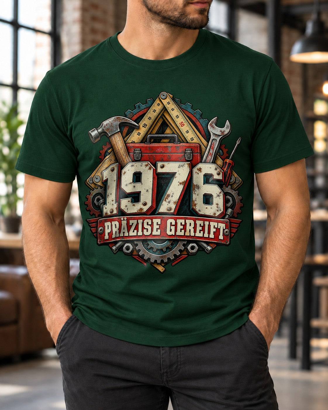 1976 Präzise Gereift T-Shirt Herren Geburtstag Handwerker Werkzeug Vintage Geschenk für Männer 49 Jahre