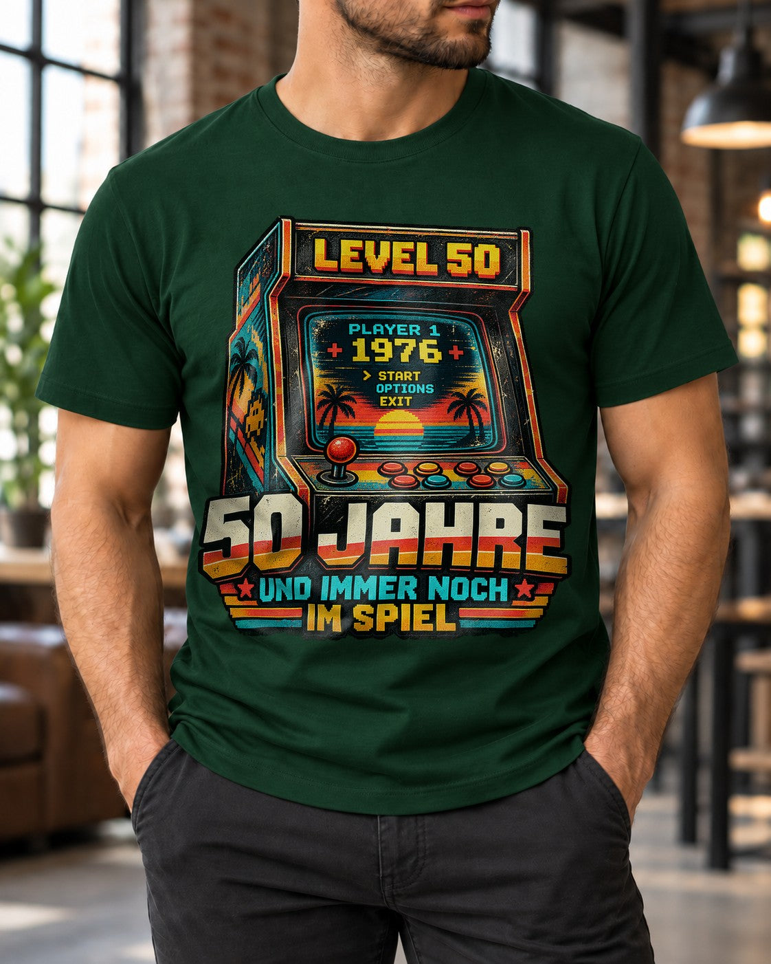 50 Jahre und immer noch im Spiel T-Shirt, Level 50 Geburtstag Shirt Herren, Gamer Geschenk 1976 Retro Arcade