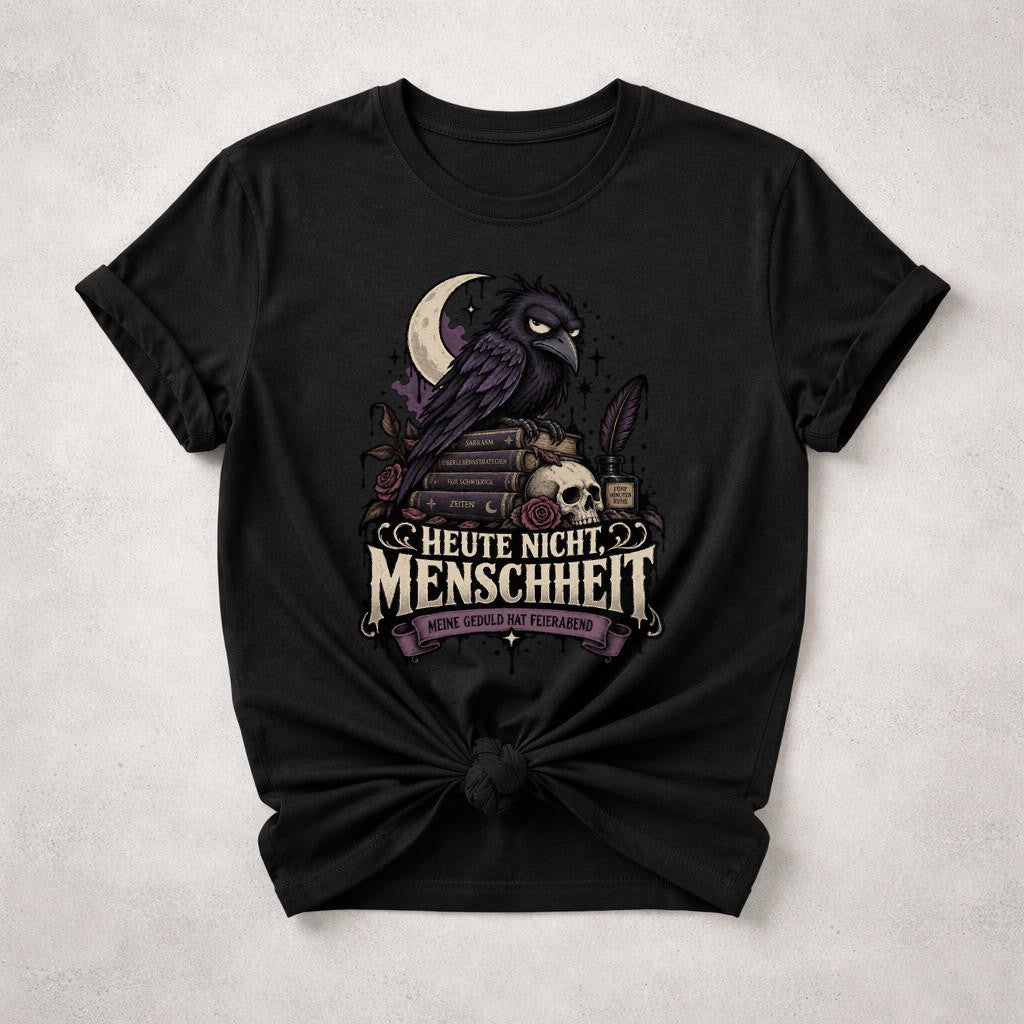 Camiseta de mujer "Hoy no" humanidad, estilo oversize, gótica, con diseño de cuervo, humor negro, regalo de Dark Academia