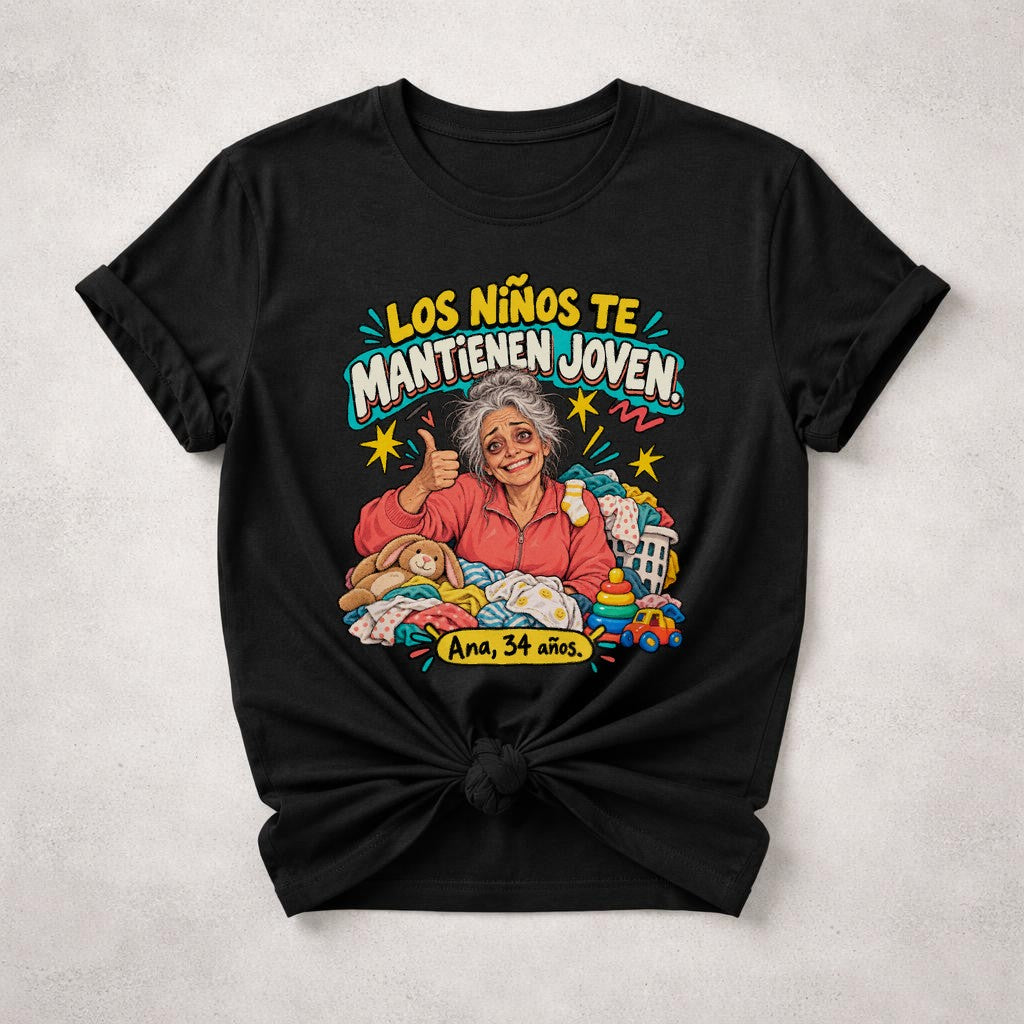 Los Niños Te Mantienen Joven Shirt, Ana 34 años T-Shirt, Lustiges Mama Shirt Oversized, Spanisches Funshirt Damen