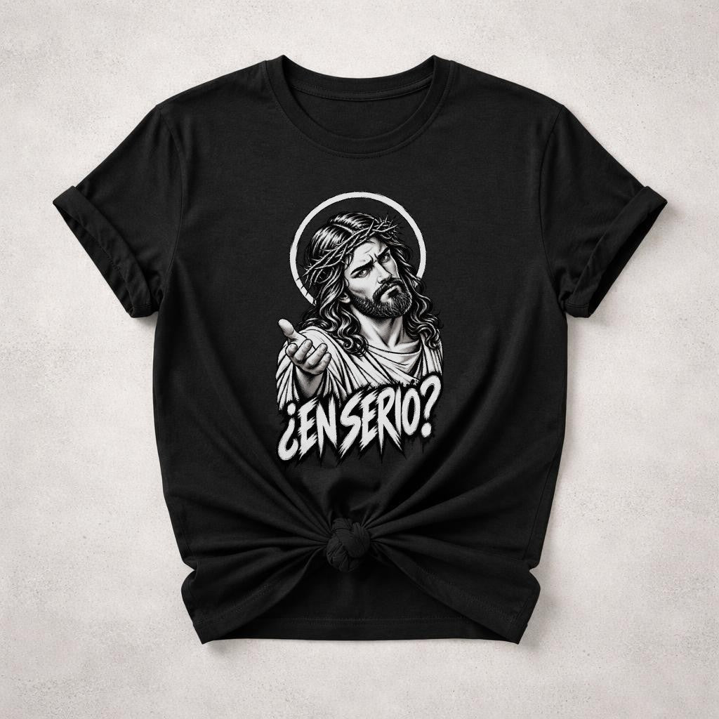 En Serio Jesus T-Shirt Damen Oversized Lustig Sarkastisch Graphic Tee Schwarz Streetwear Geschenk