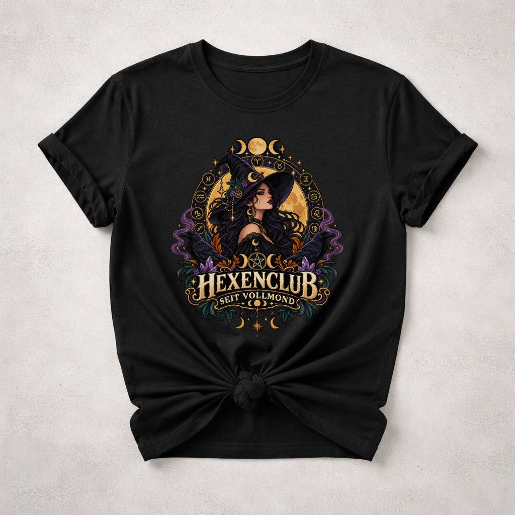 Camiseta oversize para mujer Club de Brujas desde luna llena, Camiseta gótica de brujería con fases lunares, Regalo de bruja para Halloween