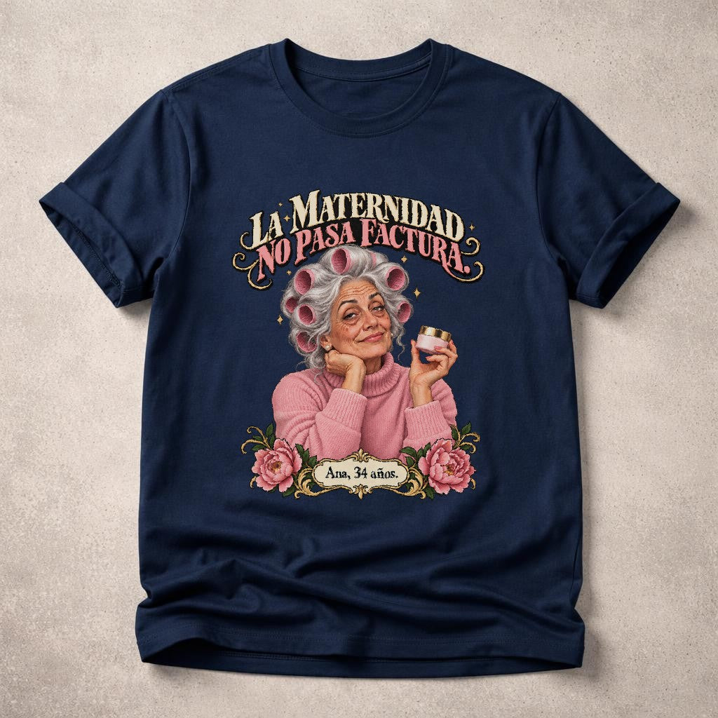 La Maternidad No Pasa Factura T-Shirt Damen, Lustiges Mama Shirt Spanisch, Vintage Oma Lockenwickler Graphic Tee