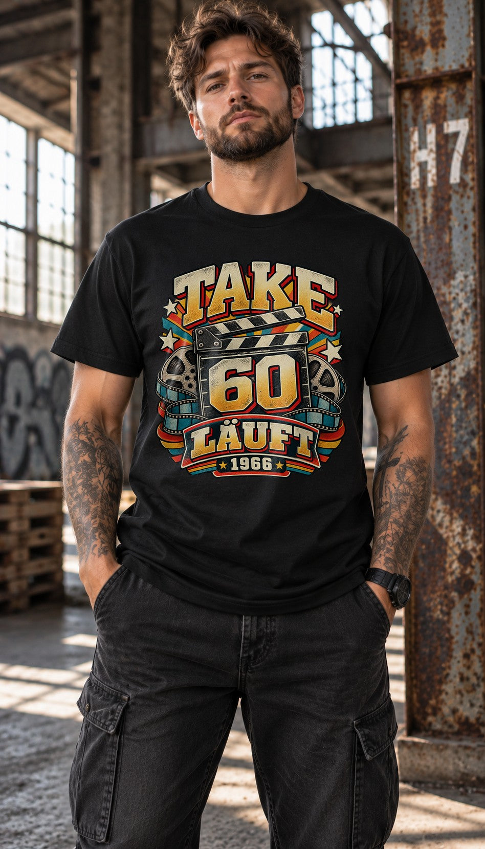Camiseta Take 60 rodó en 1966 para hombre, camiseta de 60.º cumpleaños, camiseta de cumpleaños retro con claqueta de cine, regalo para nacidos en 1966