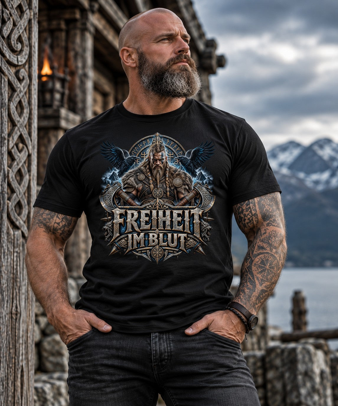 Freiheit im Blut T-Shirt, Wikinger Shirt Herren, nordisches Geschenk für Männer