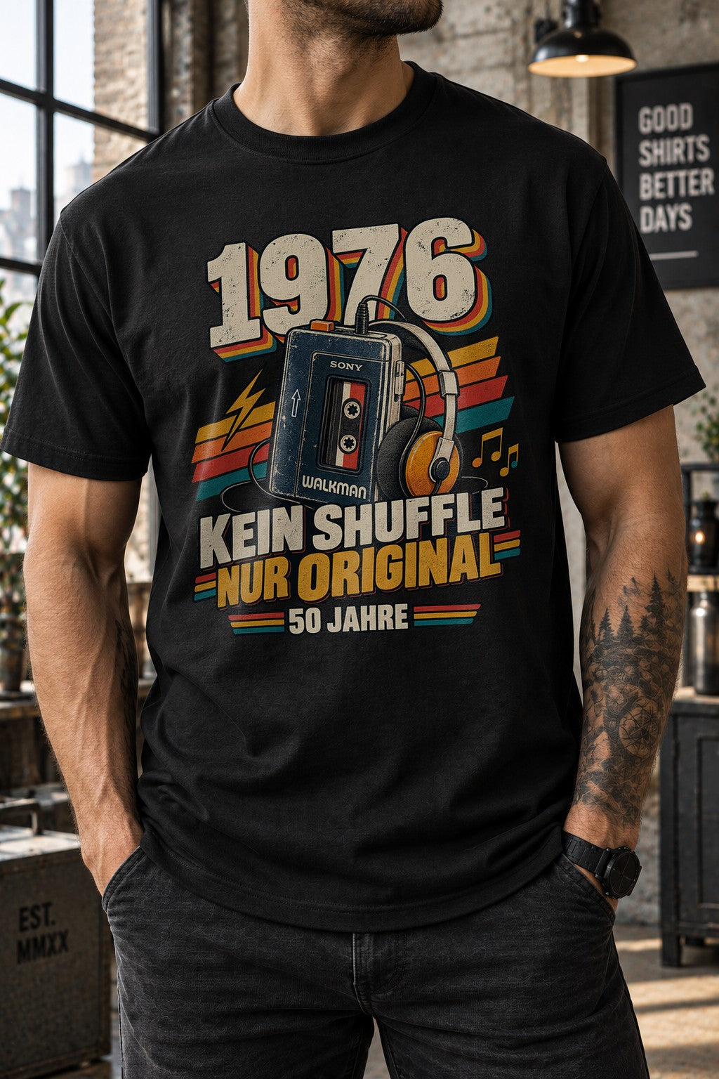 1976 Kein Shuffle Nur Original T-Shirt, 50 Jahre Geburtstag Shirt, Retro Kassette Walkman Vintage Geschenk