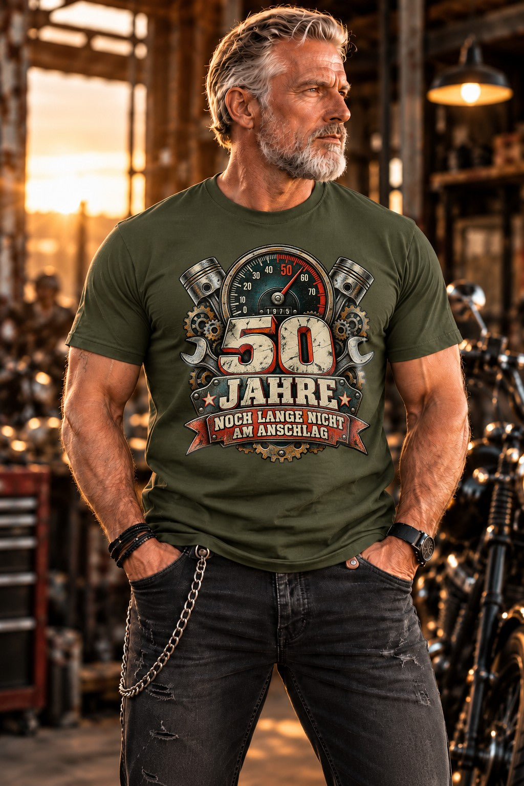 50 Jahre Noch Lange Nicht Am Anschlag T-Shirt, Lustiges 50. Geburtstag Männer Geschenk, Schrauber Auto Mechaniker Shirt