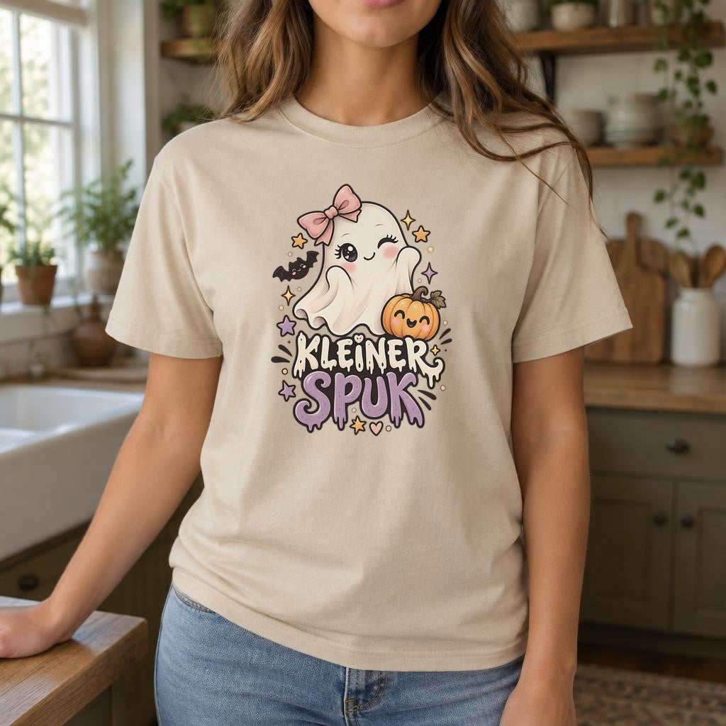 Kleiner Spuk Halloween T-Shirt Damen Oversized Cute Ghost Shirt Herbst Kürbis Kawaii Spooky Season Geschenk