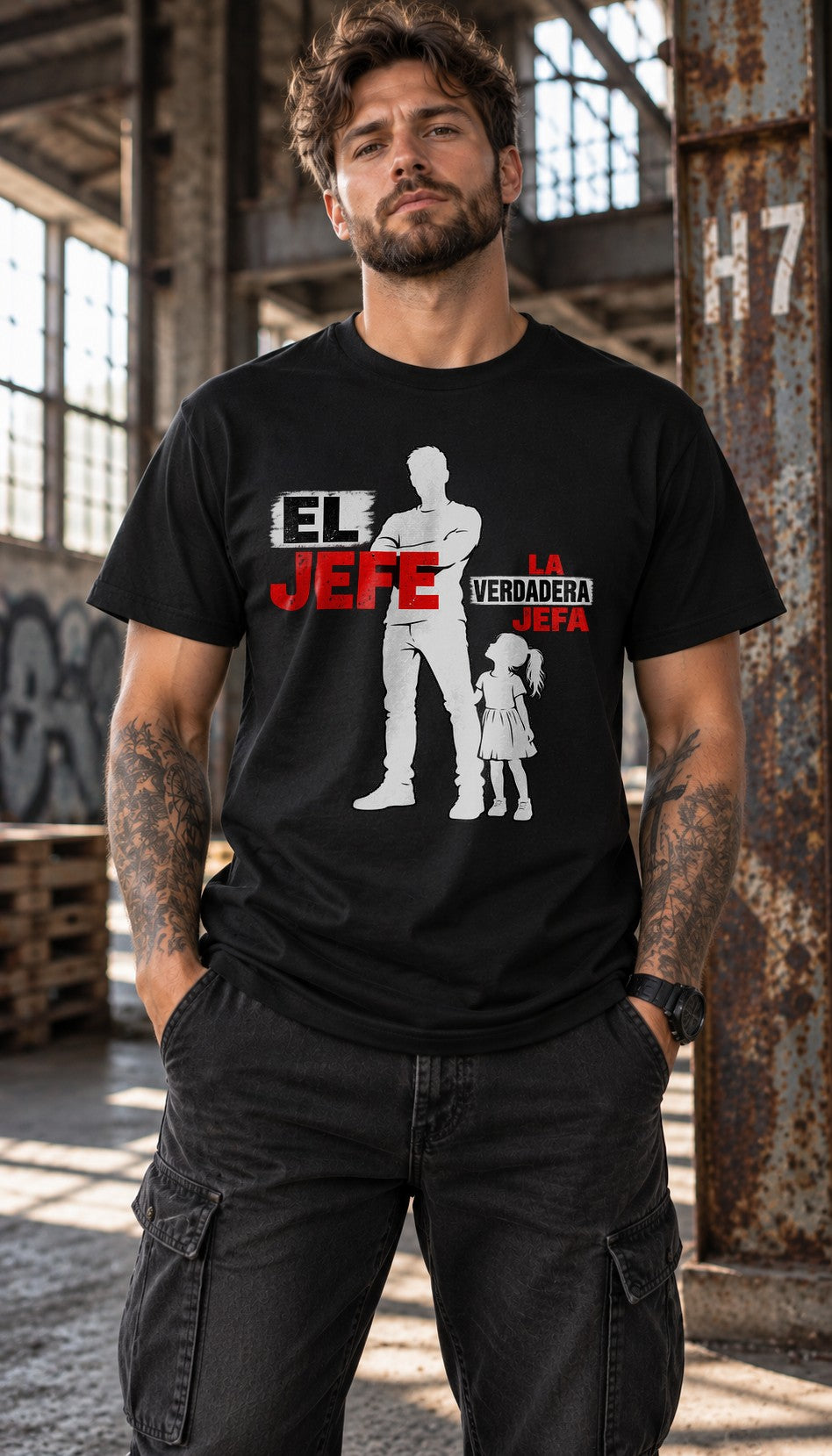 Camiseta "El Jefe La Verdadera Jefa", camiseta divertida de papá e hija, regalo del Día del Padre para papá, camiseta familiar española para hombre