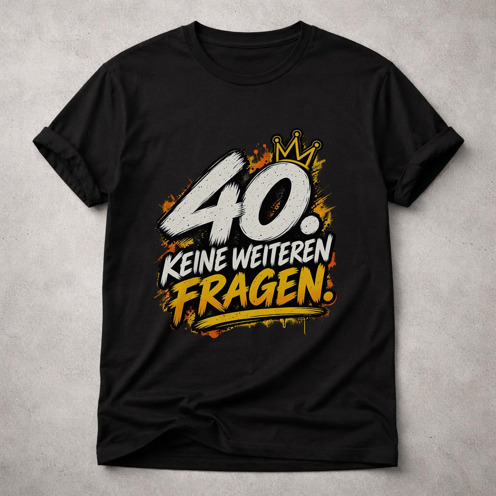 Camiseta divertida de 40.º cumpleaños para hombre, camiseta de «40, no hagas más preguntas», regalo de cumpleaños para hombre, camiseta divertida con mensaje