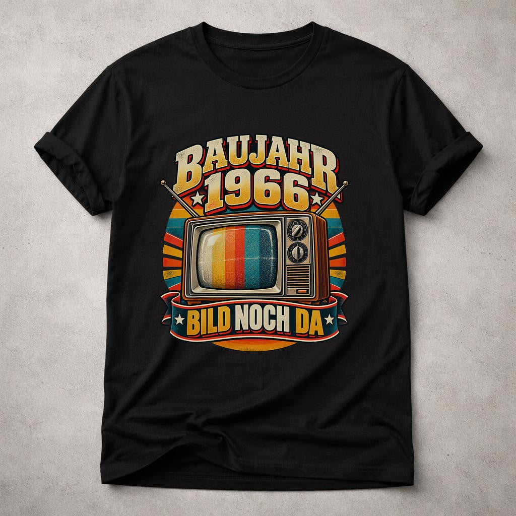 Año de construcción 1966 imagen aún disponible camiseta retro para hombre televisor vintage cumpleaños 59 regalo para hombres camiseta divertida de culto