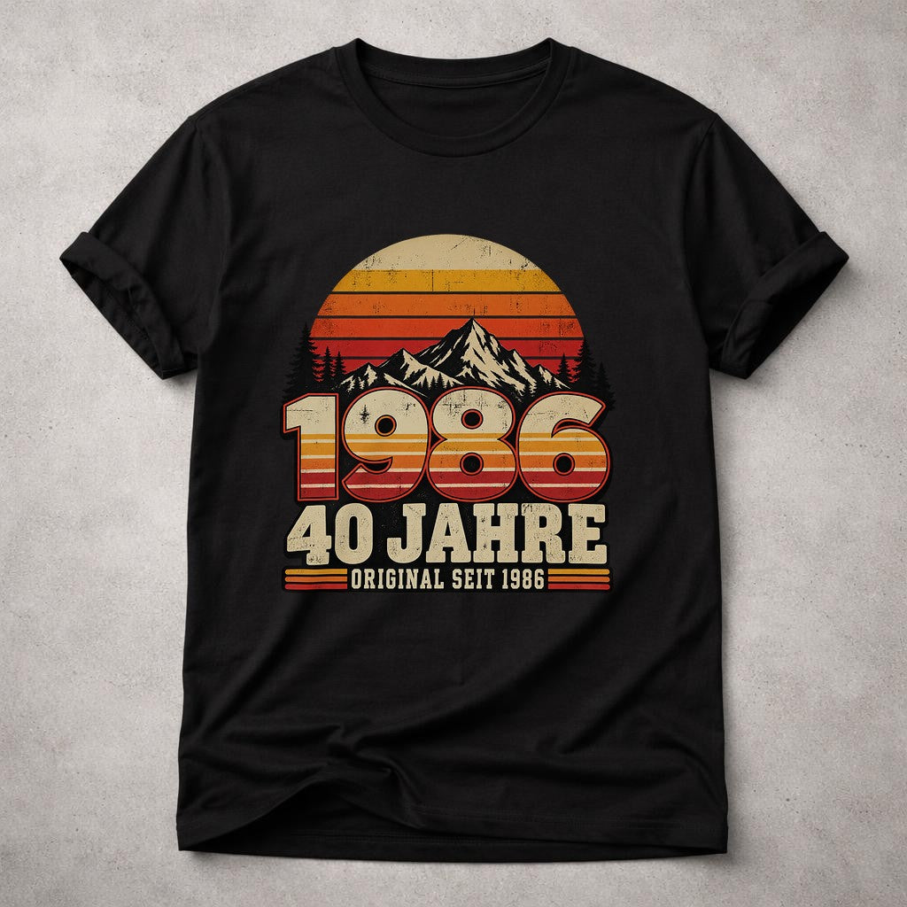 1986 40 Jahre Original Seit 1986 T-Shirt Herren Vintage Geburtstag Geschenk 40er Jubiläum Retro Bergmotiv