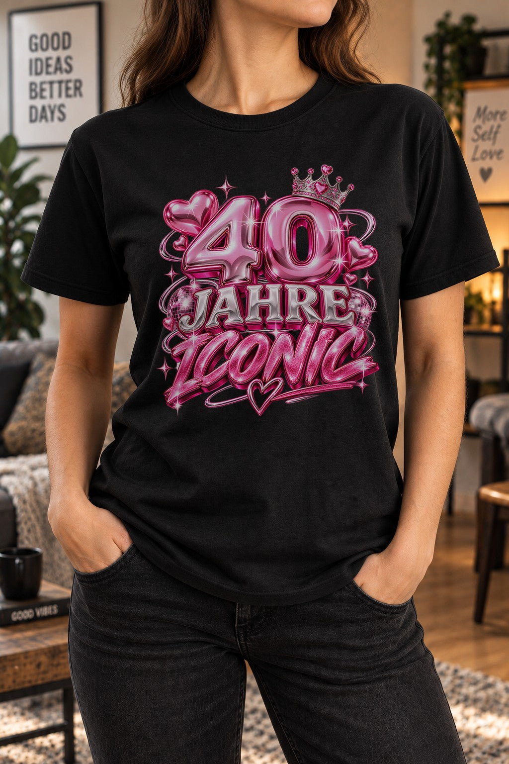 Camiseta de cumpleaños personalizada para mujer, camiseta de cumpleaños con edad, top rosa glam para fiesta personalizado