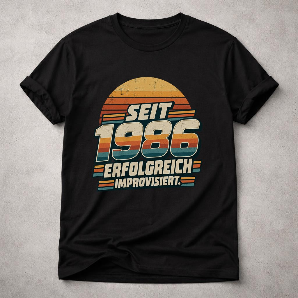 Seit 1986 erfolgreich improvisiert T-Shirt Herren Retro Geburtstag Shirt Jahrgang 1986 Vintage Geschenk 39. Geburtstag