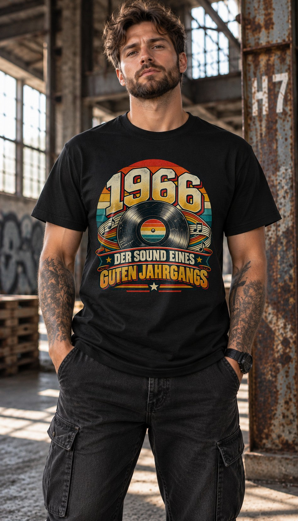 1966 Der Sound eines guten Jahrgangs T-Shirt, Vintage Geburtstag Shirt Herren, Retro Schallplatte Geschenk 59. Geburtstag
