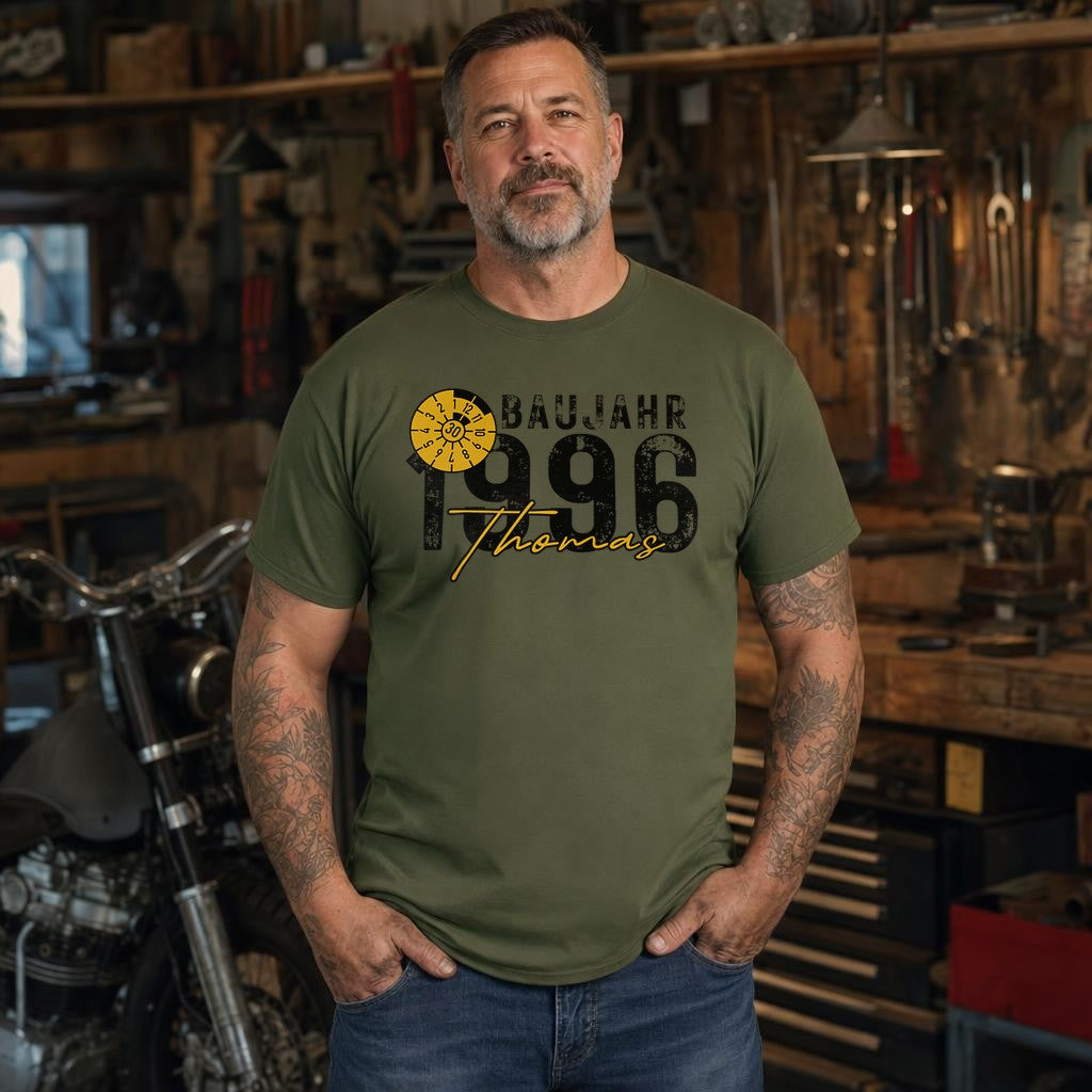 30. Geburtstag T-Shirt personalisiert mit Namen – Baujahr 1996 Shirt für Männer zum 30 Jahre Geburtstag