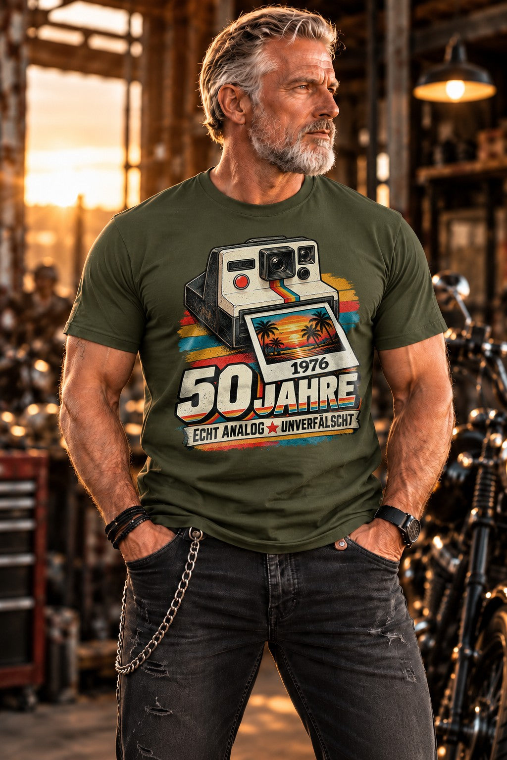 50 Jahre Echt Analog Unverfälscht T-Shirt 1976 Vintage Geburtstag Retro Kamera Geschenk für Männer Damen