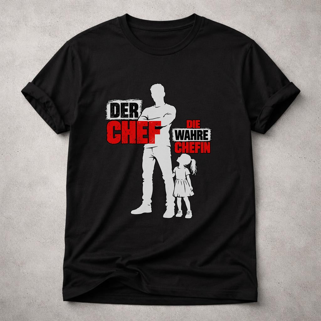 Camiseta "El jefe", "La verdadera jefa", divertida, para papá e hija, regalo del Día del Padre, frase familiar para hombre