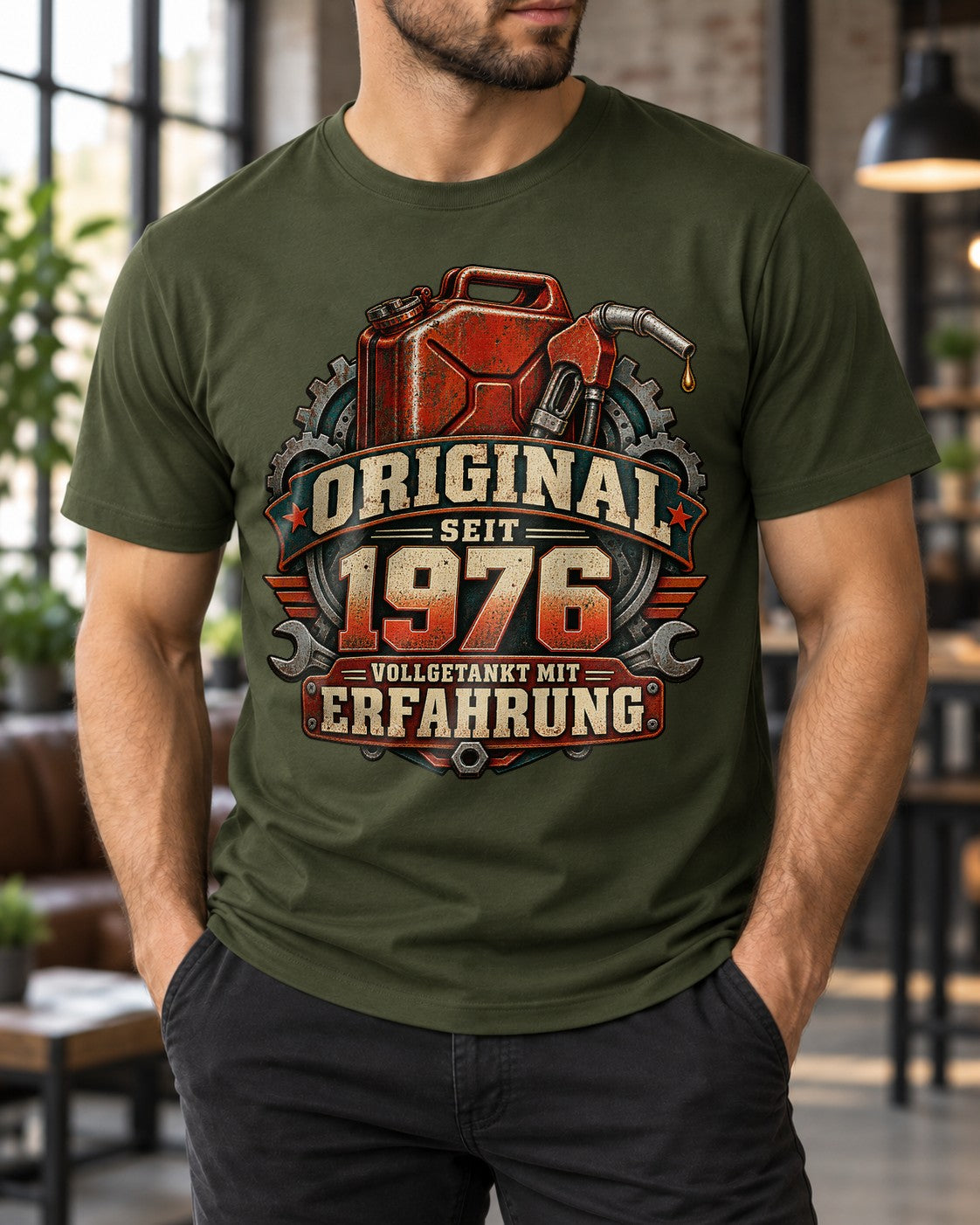 Original seit 1976 vollgetankt mit Erfahrung T-Shirt, lustiges Geburtstagsshirt Vintage Werkstatt Geschenk