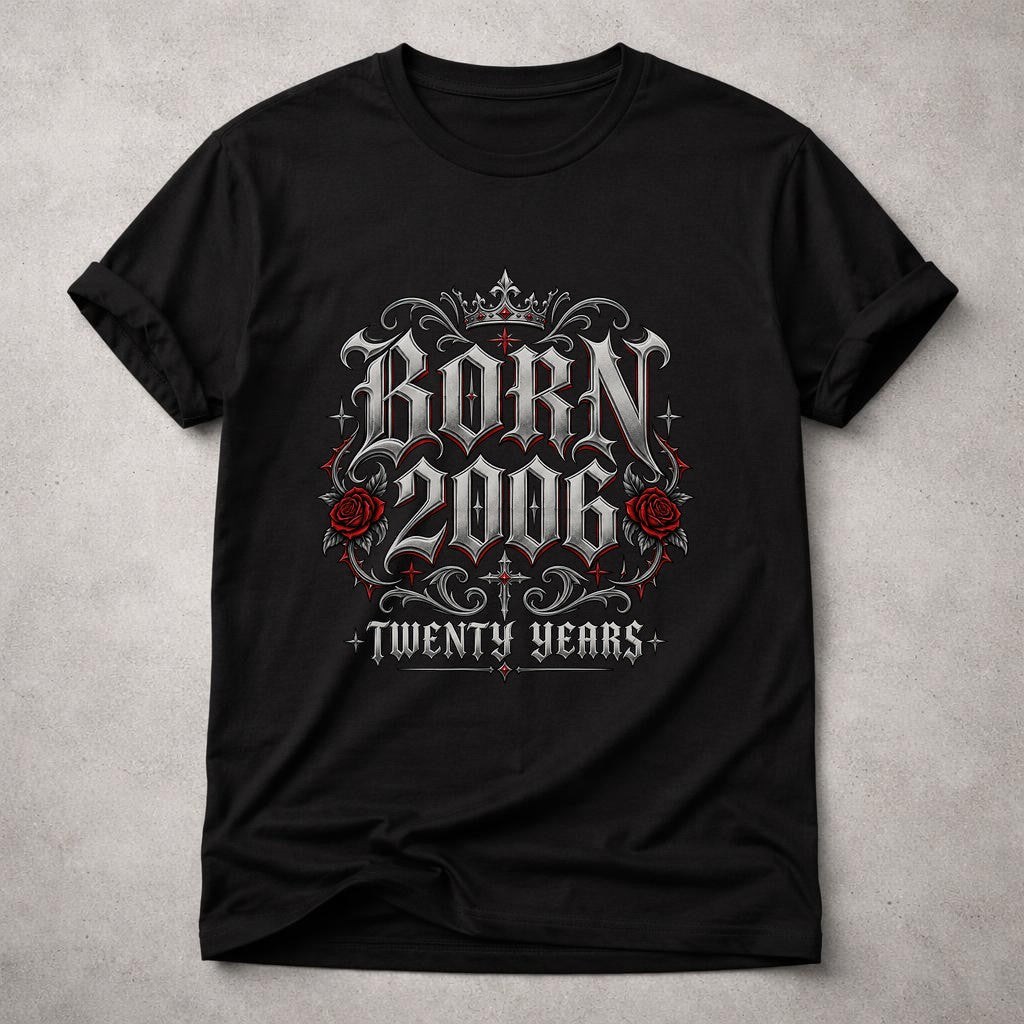 Personalisiertes Geburtstag T-Shirt mit Wunschjahr Gothic Vintage Shirt Herren Damen Geschenk individuell