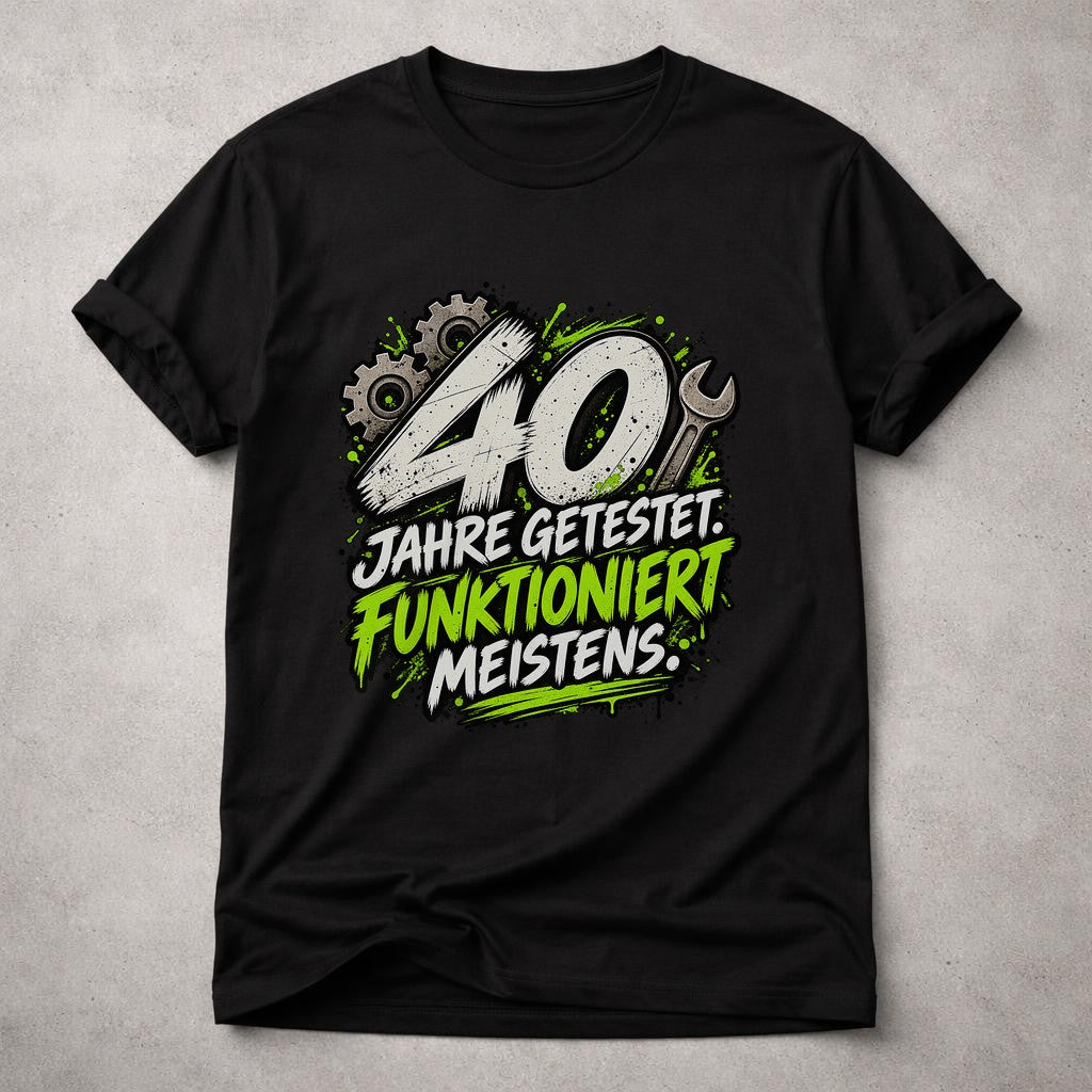40 Jahre getestet funktioniert meistens T-Shirt, Lustiges Schrauber Geburtstagsshirt, Mechaniker Werkstatt Geschenk Herren