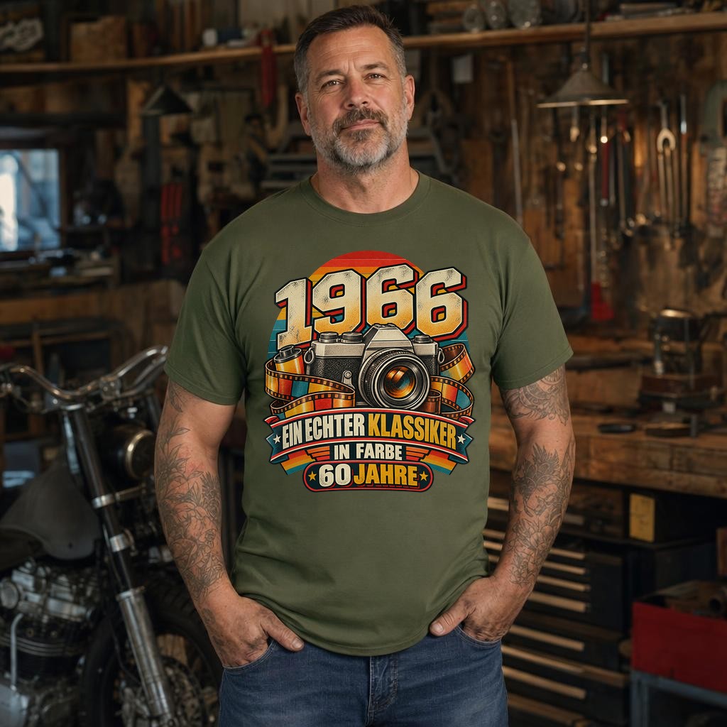 1966 Ein echter Klassiker in Farbe 60 Jahre T-Shirt, Geburtstag Shirt Herren, Vintage Kamera Retro Geschenk