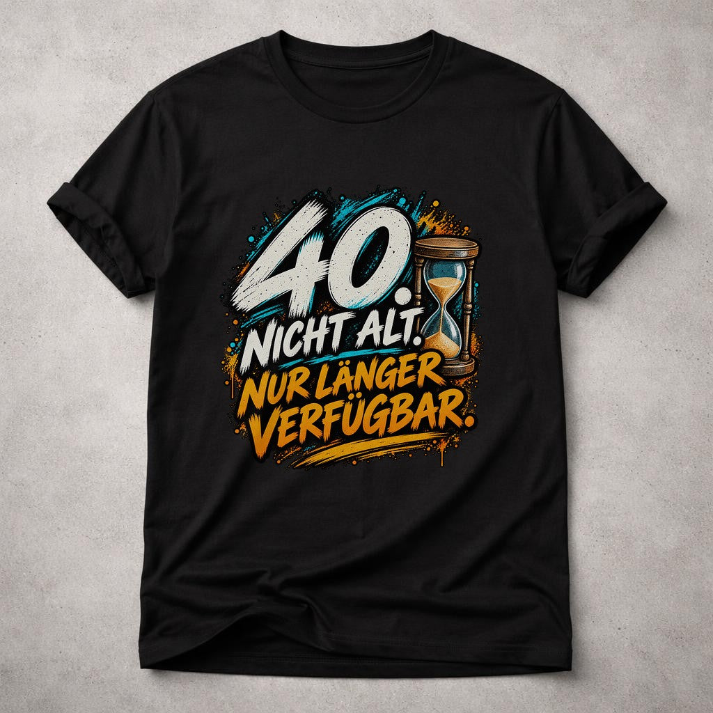 40. No viejo. Solo disponible por más tiempo Camiseta divertida para hombre, Regalo de 40 cumpleaños para hombre, Camiseta divertida con reloj de arena