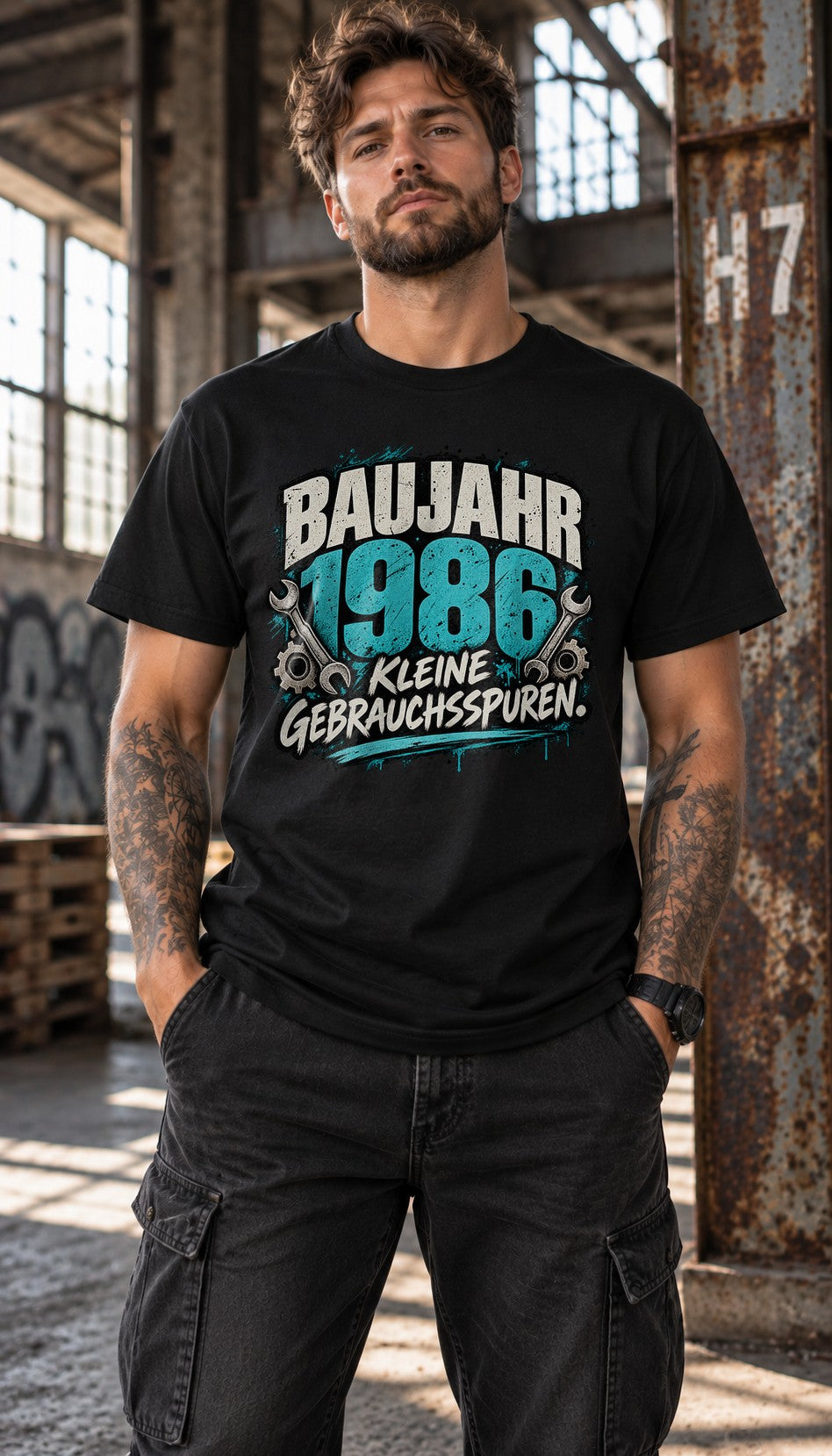 Año de fabricación 1986 Camiseta divertida para hombre, Camiseta con pequeñas marcas de uso, Regalo de 39.º cumpleaños para hombre, Camiseta vintage de mecánico