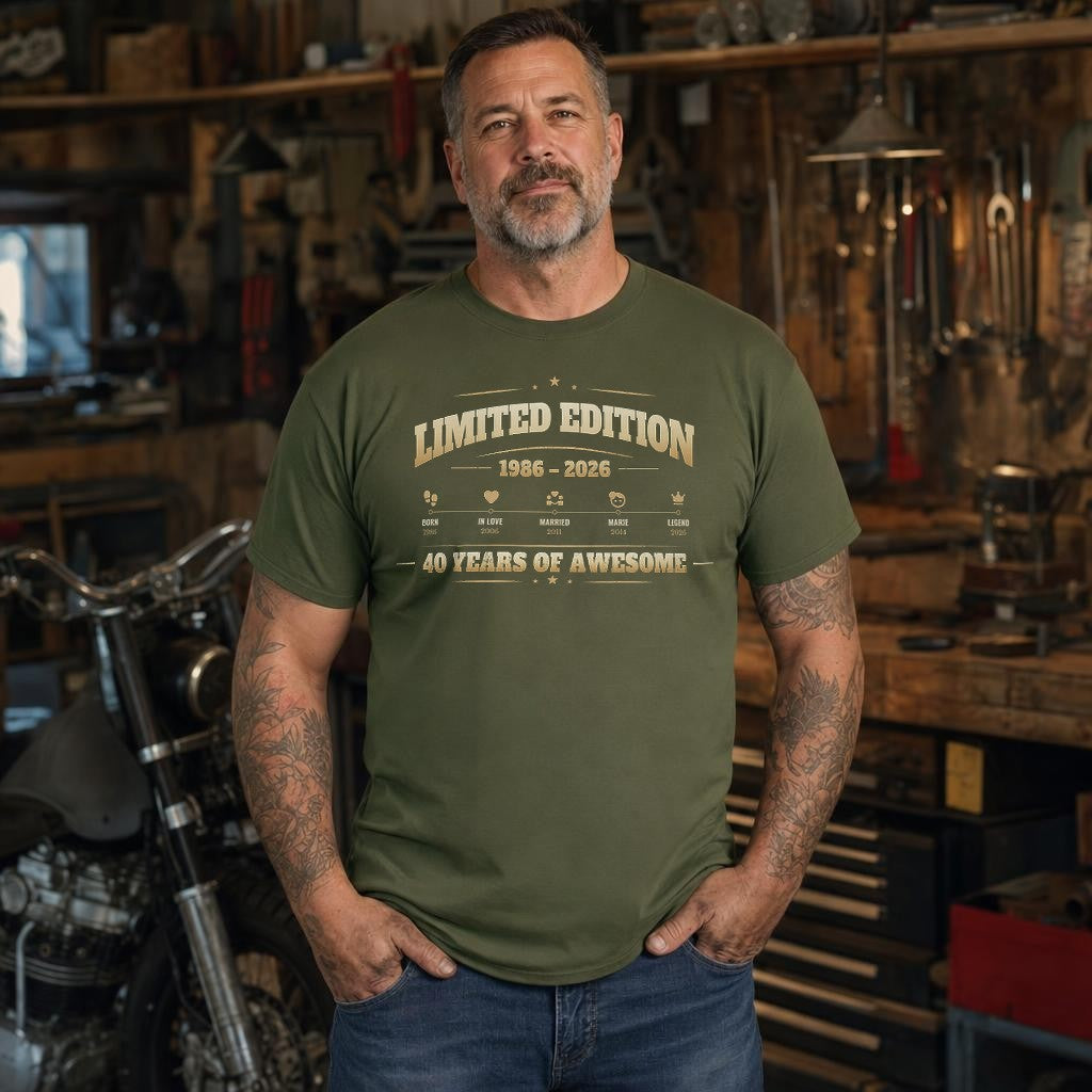 Limited Edition Geburtstag Shirt personalisiert mit Namen Jahr und Alter im Vintage Look