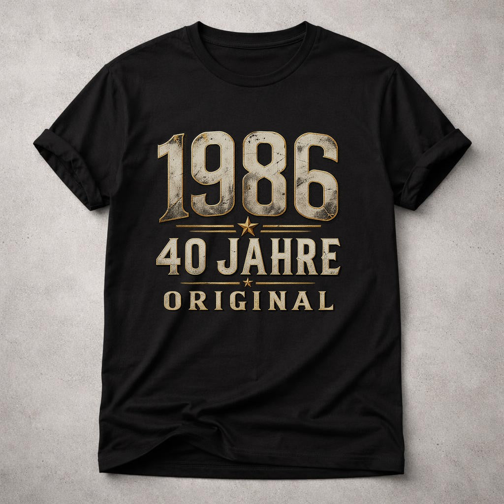 1986 40 Jahre Original T-Shirt Herren, Vintage Geburtstag Shirt 40. Geburtstag Geschenk Mann, Jahrgang 1986 Tee