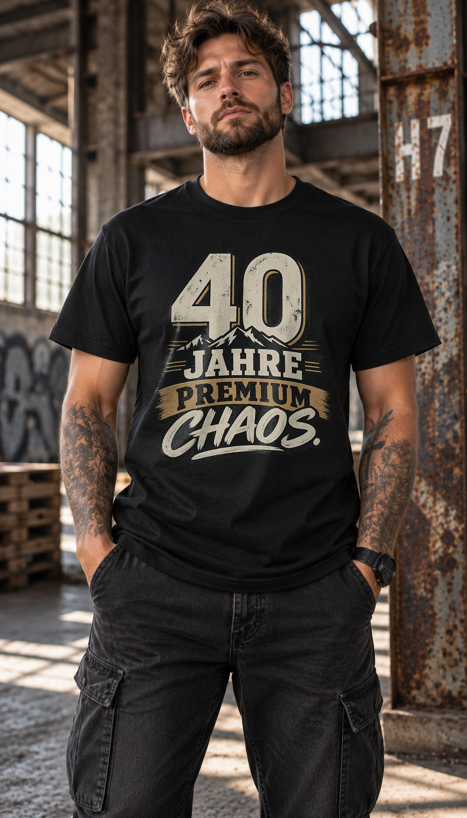 Camiseta Premium «40 años de caos» para hombre, divertida camiseta de 40.º cumpleaños, regalo para el cuadragésimo aniversario, camiseta vintage con mensaje